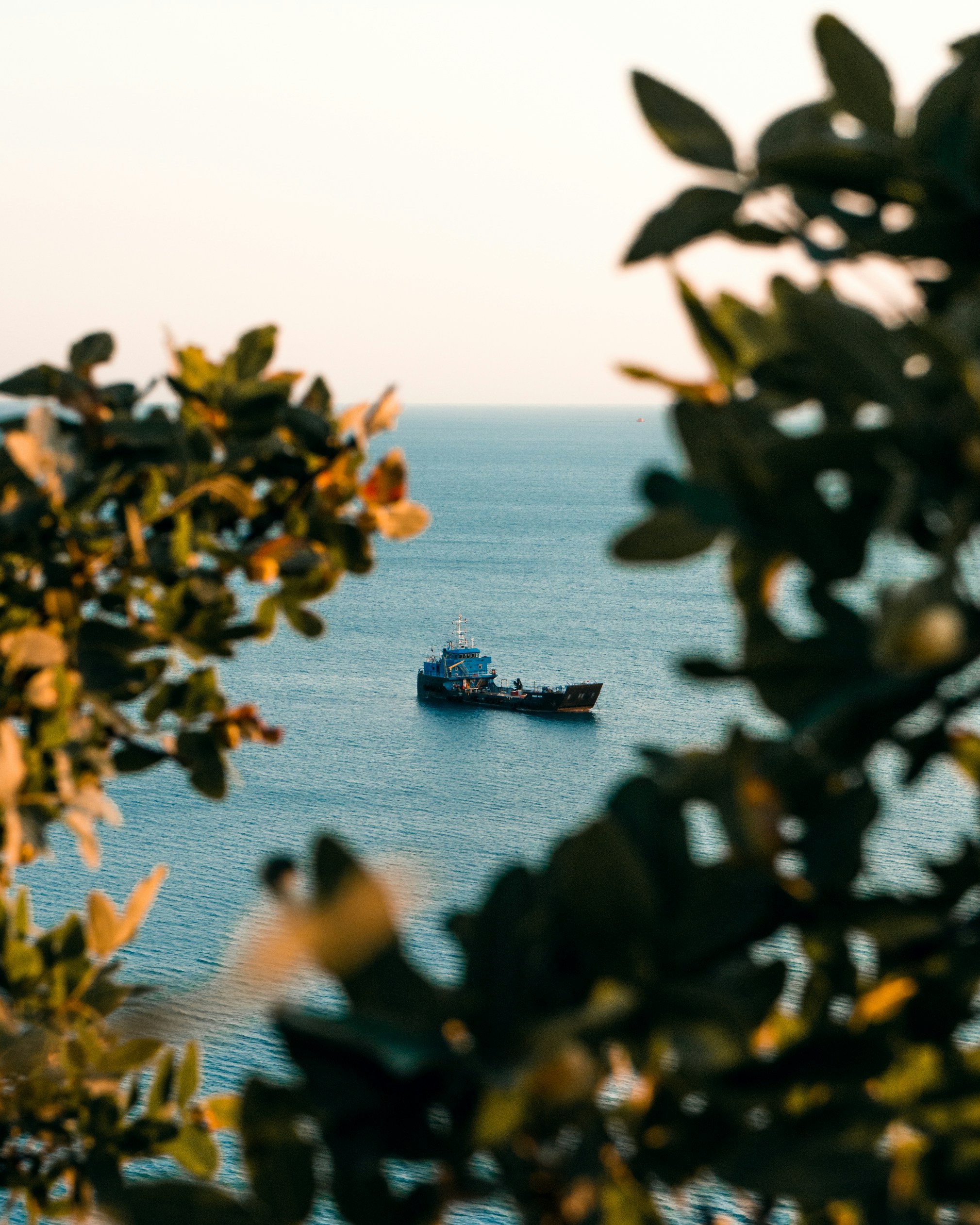 Ship on Calm Blue Sea