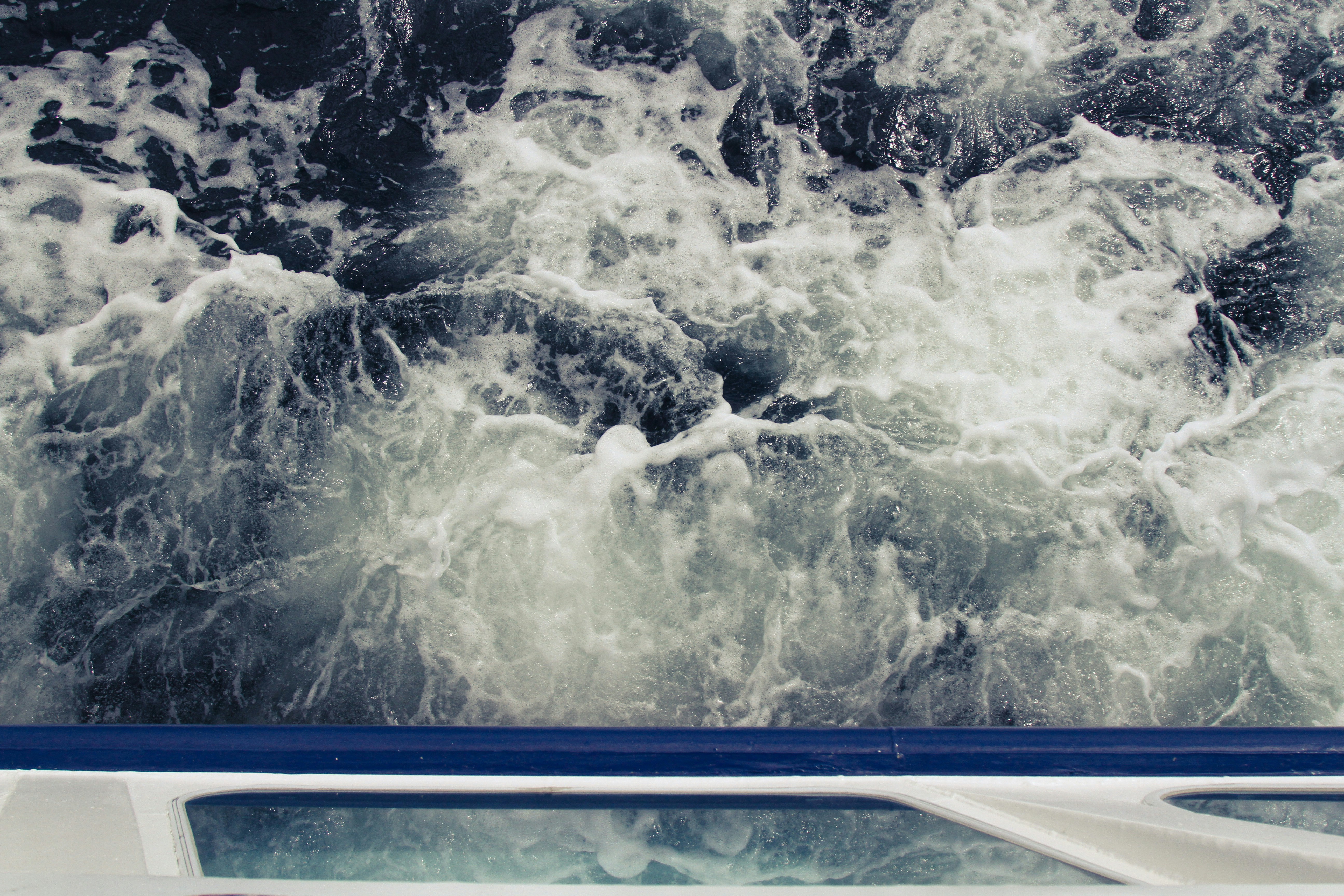 Boat Wake on Open Sea
