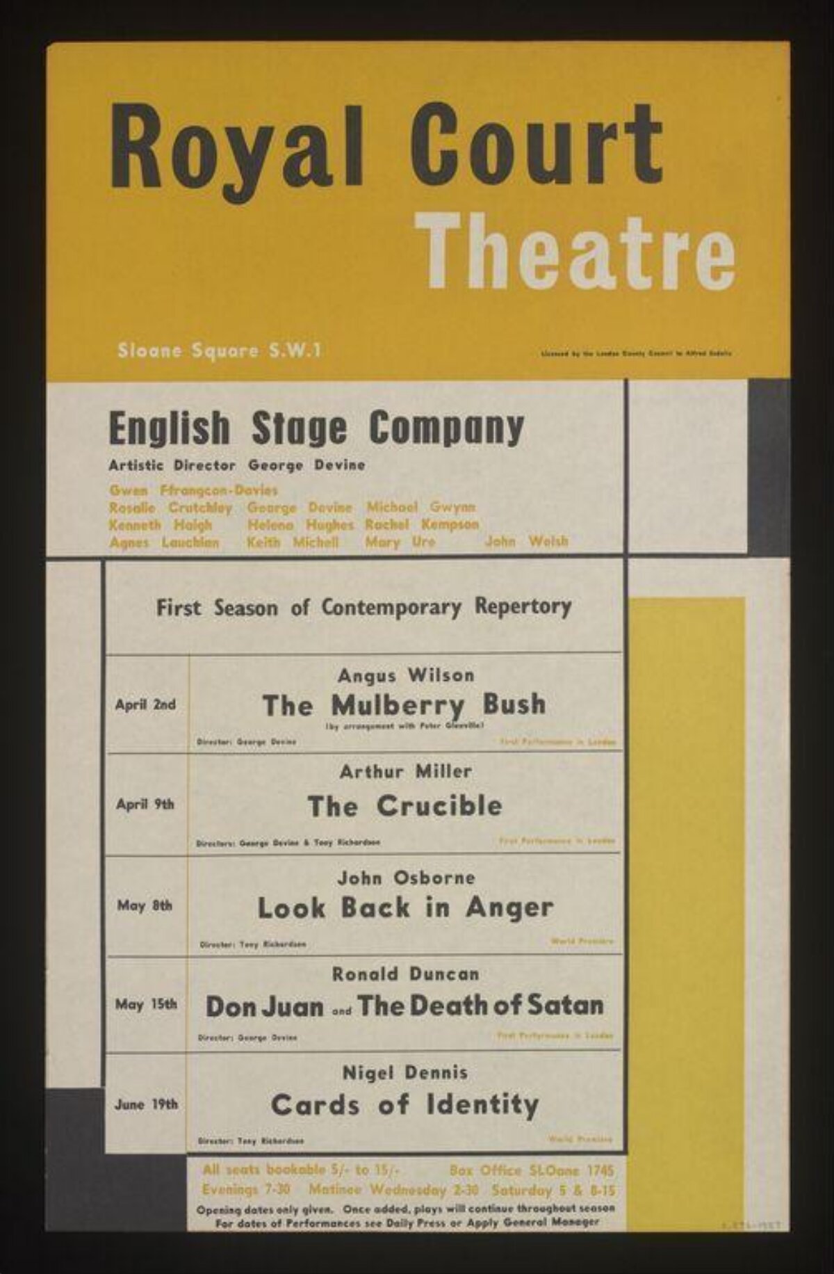 Royal Court Theatre Season Poster