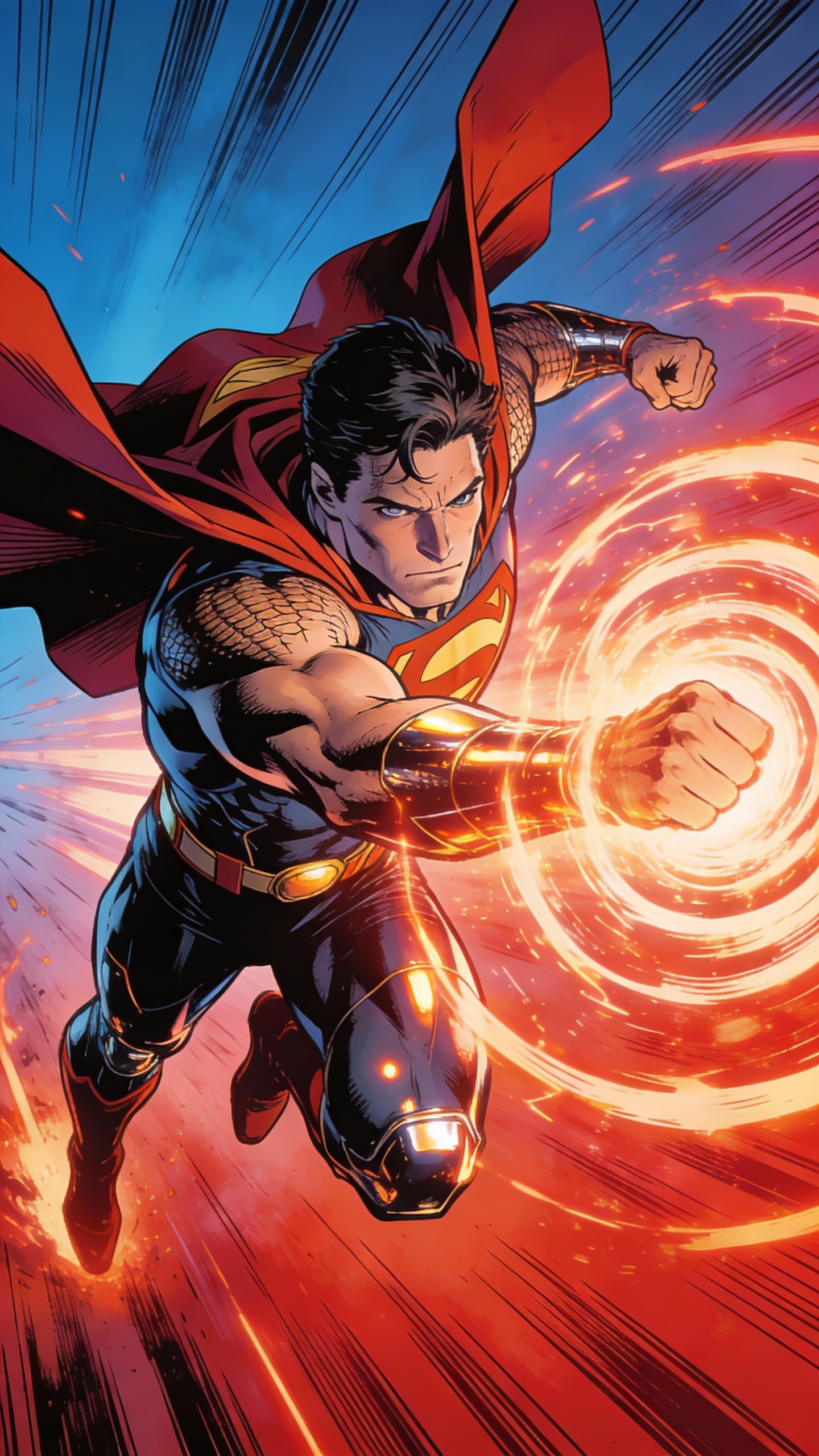 Superman Charging Into Battle