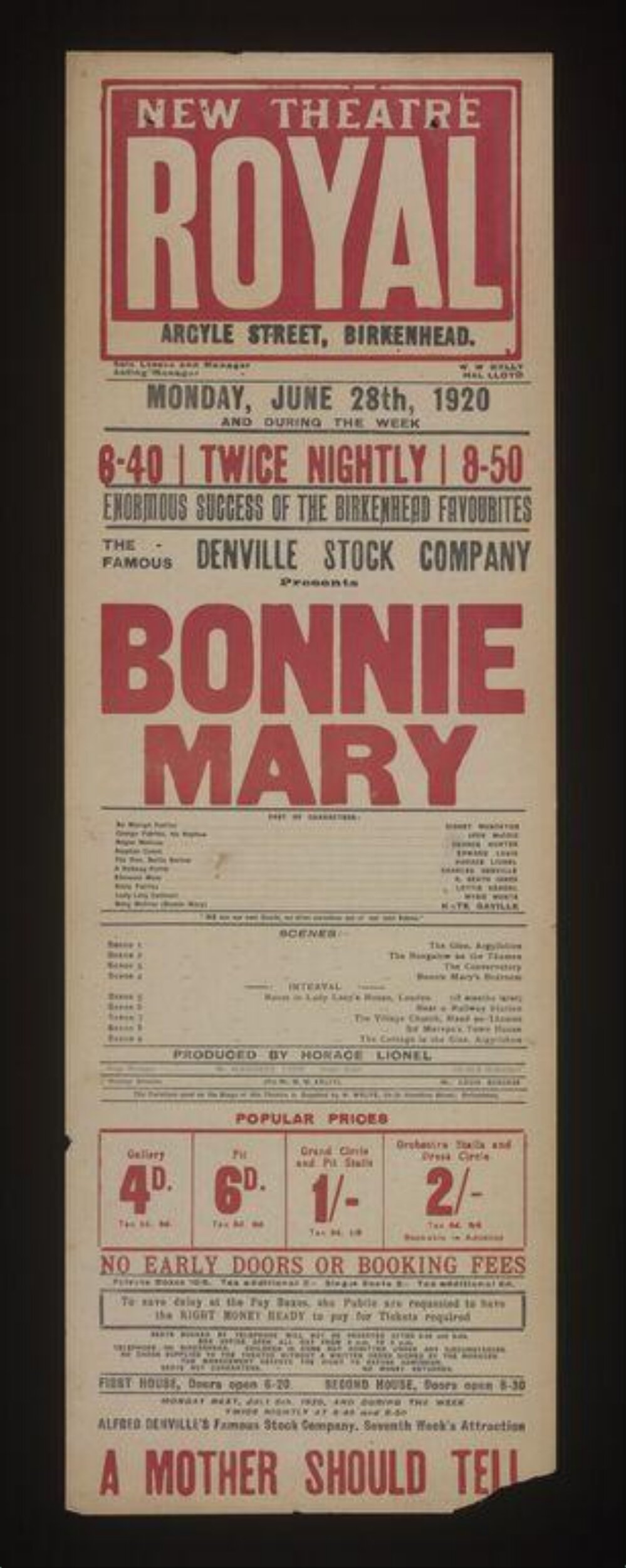 1920 Bonnie Mary Theatre Poster