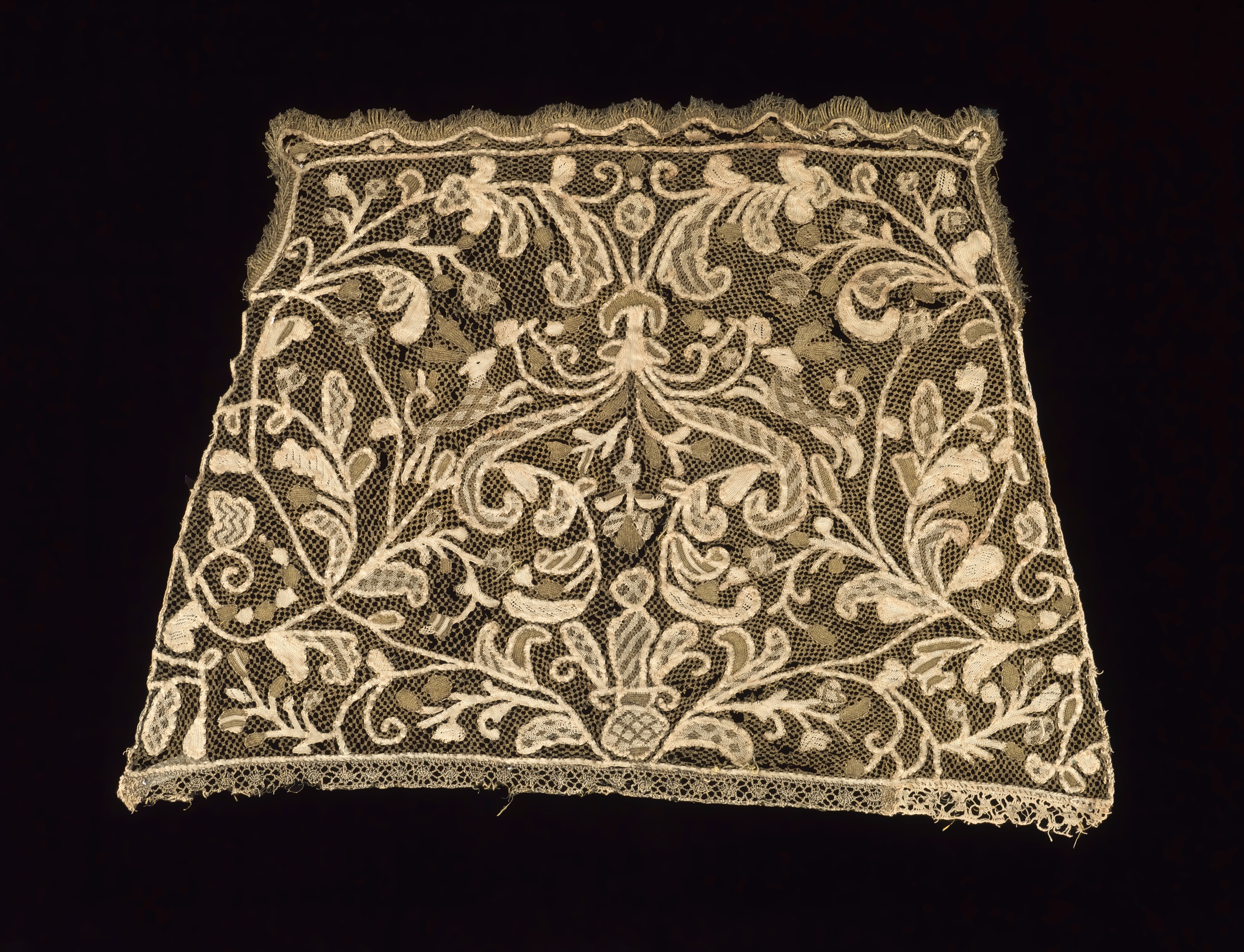 Antique Floral Handmade Lace Panel