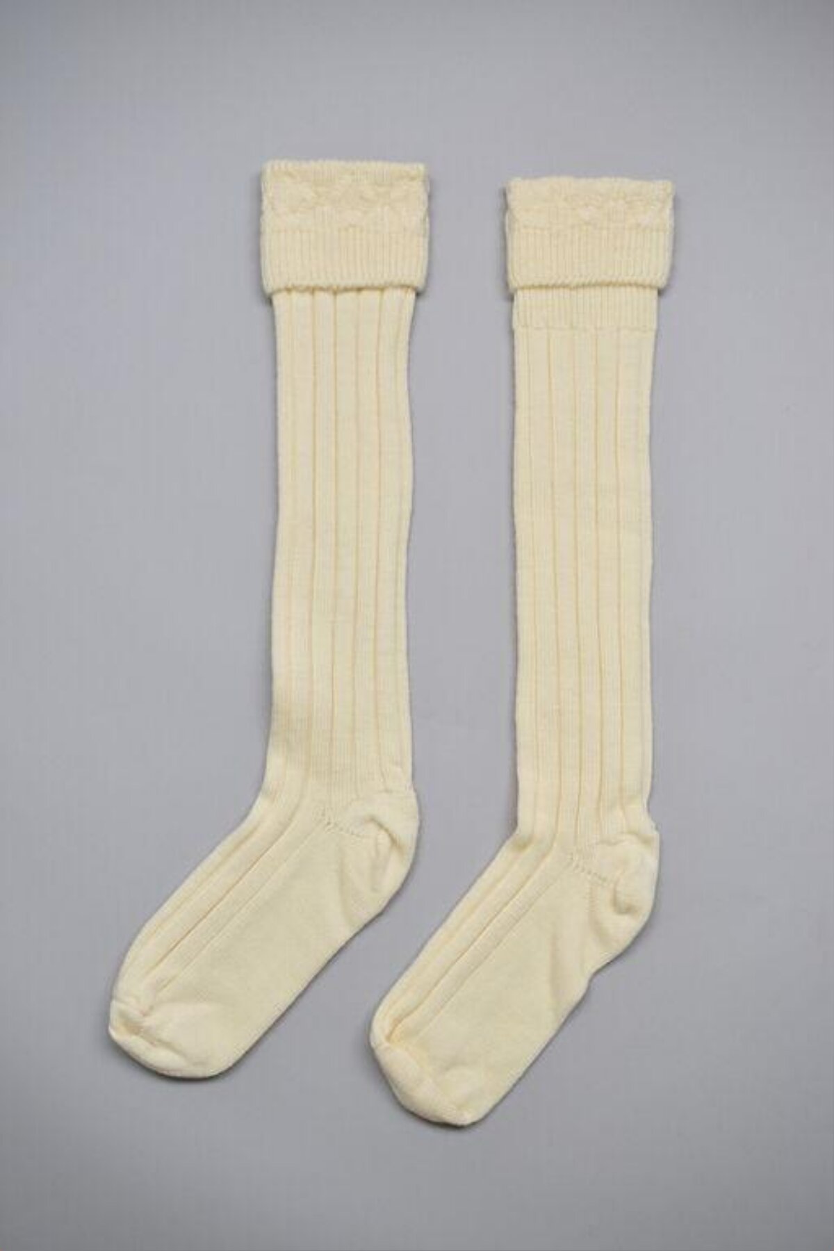 Pair of Cream Over-the-knee Socks