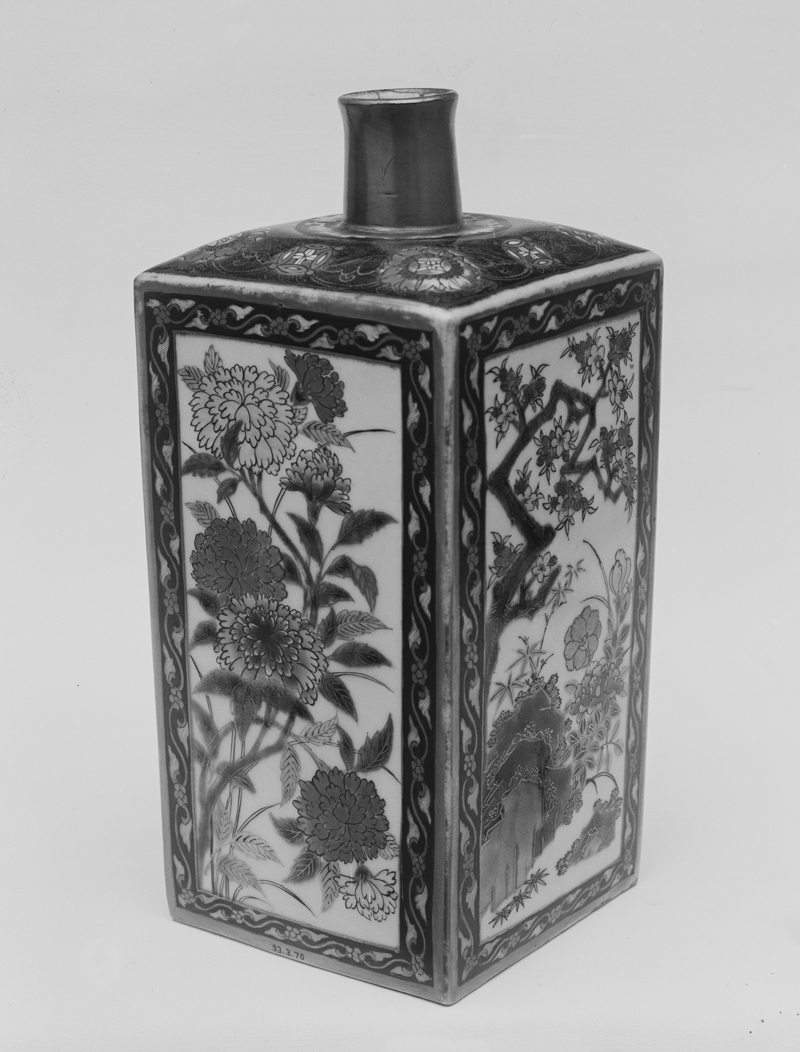 Square Floral Patterned Porcelain Vase