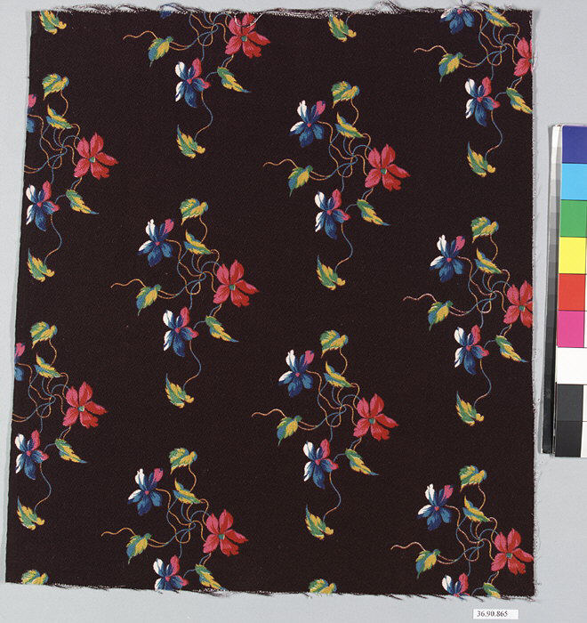 Dark Brown Floral Fabric Swatch