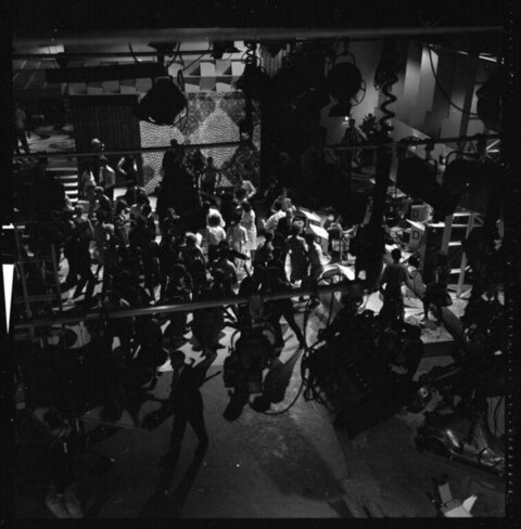 Overhead View of TV Studio Crowd