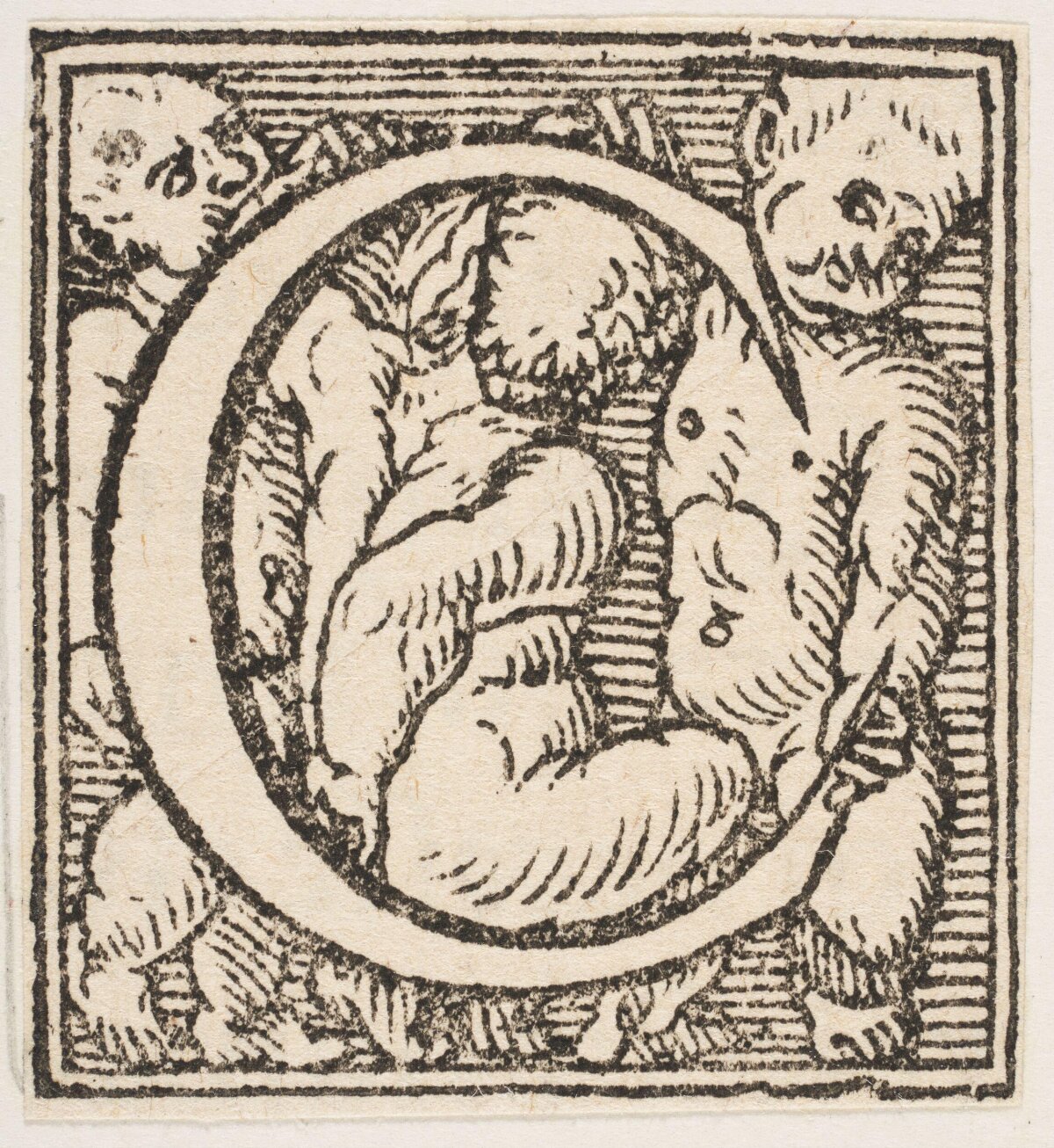 Woodcut Decorated Initial B