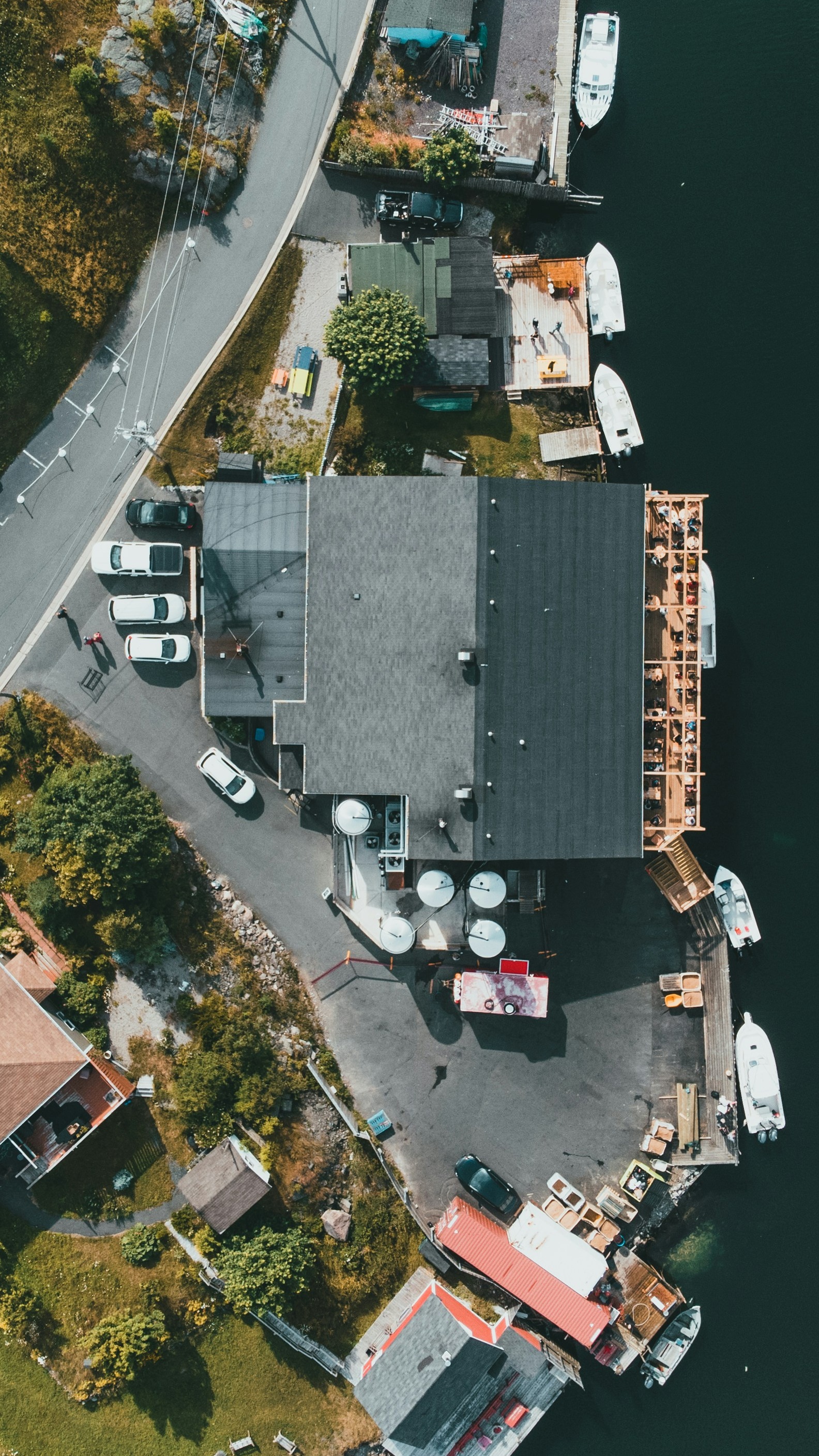 Aerial View of Waterfront Marina