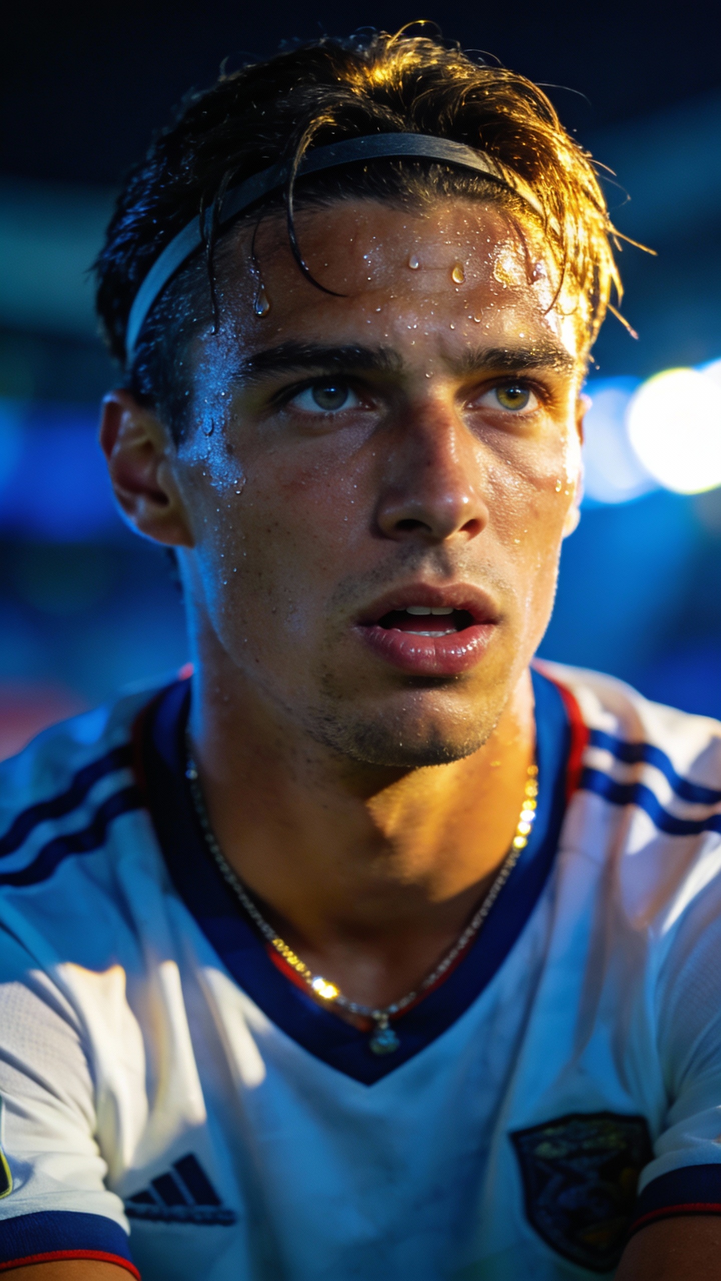 Sweaty Male Soccer Athlete Close-Up