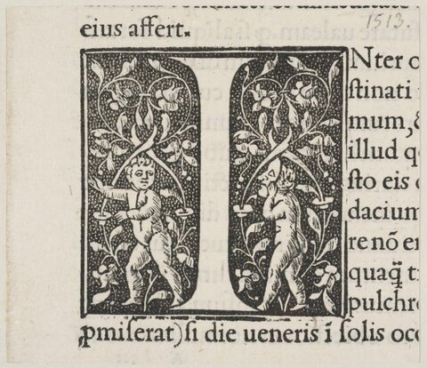 1513 Printed Woodcut Initial N