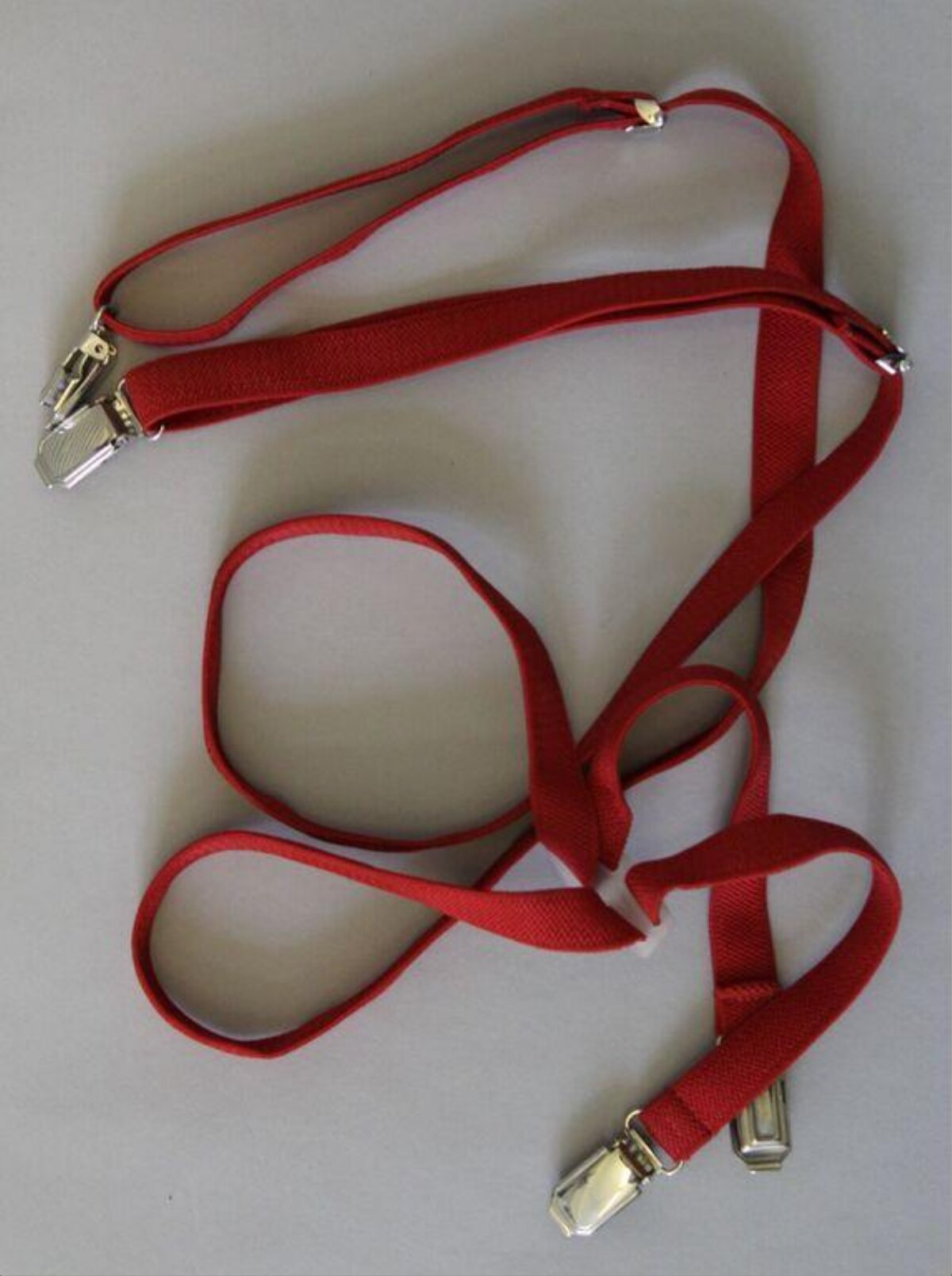 Red Elastic Clip Suspenders