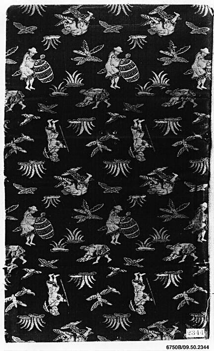 Antique fabric repeating figure pattern