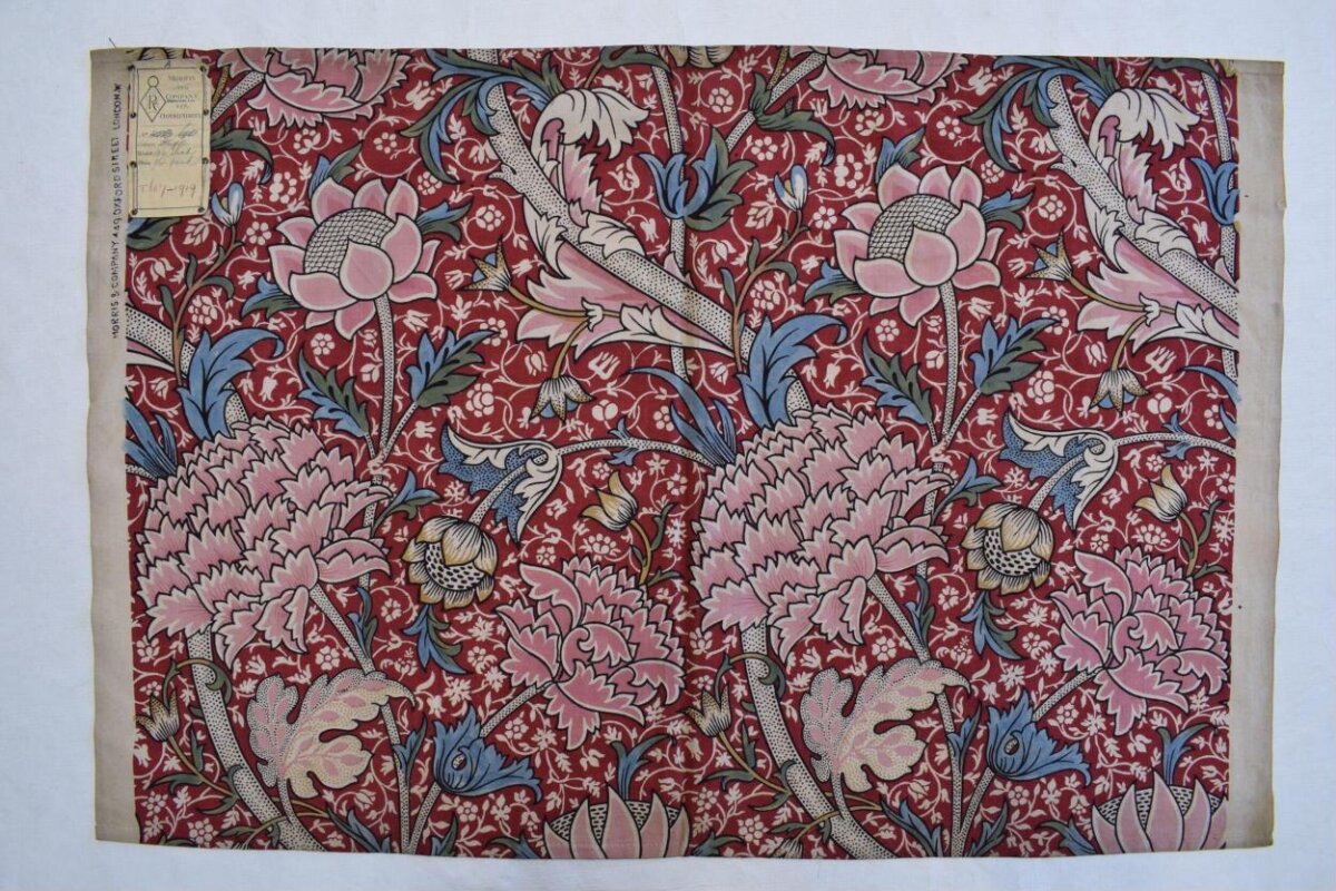 Vintage Red Floral Textile Sample