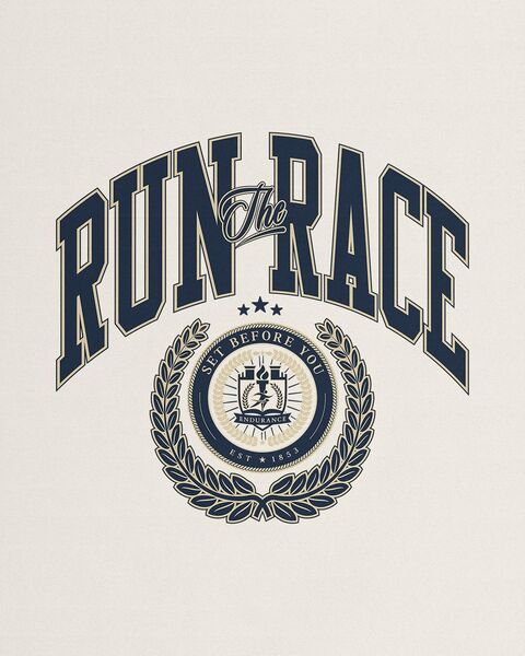 Run The Race Vintage Collegiate Emblem