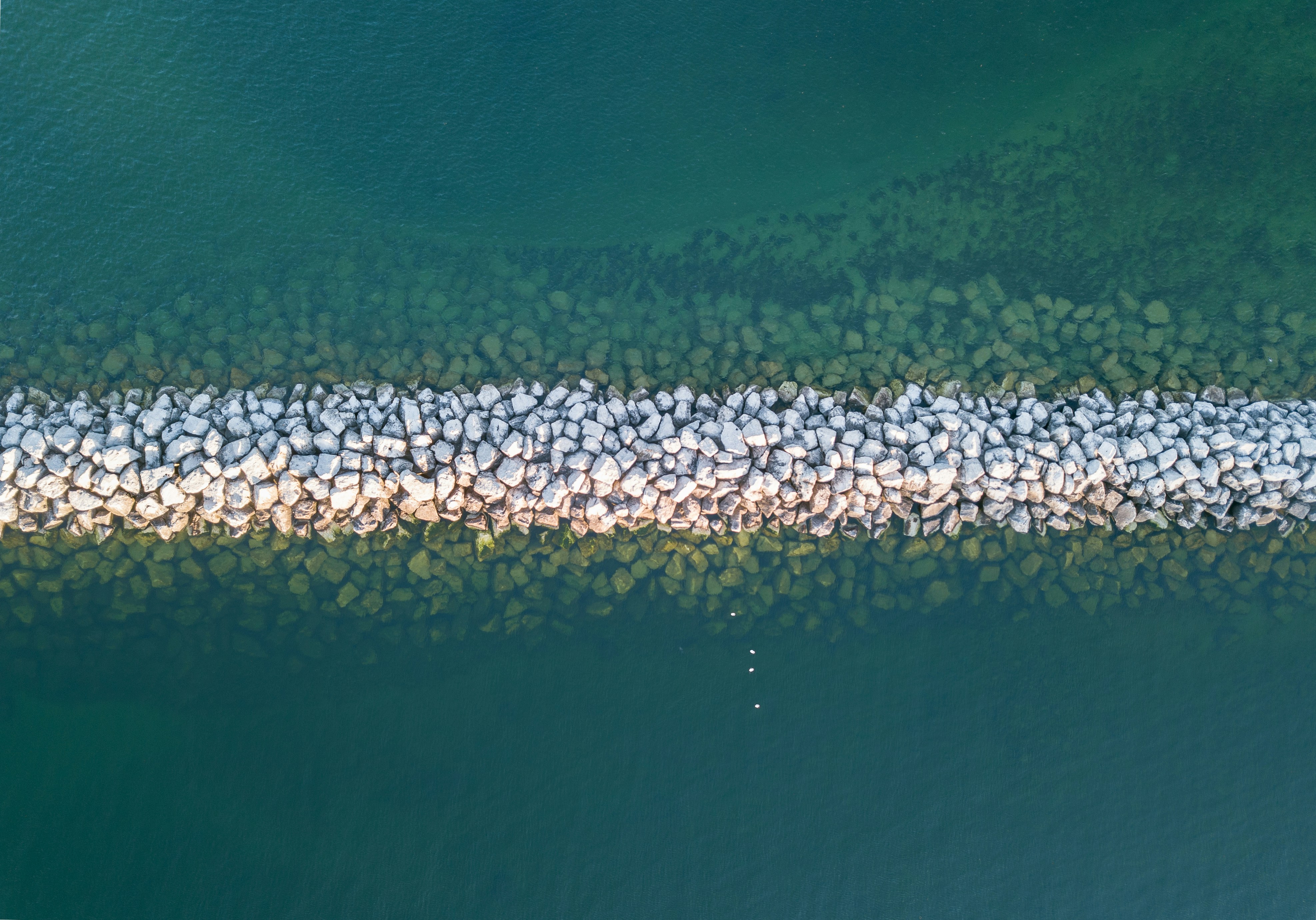 Aerial View of Stone Breakwater