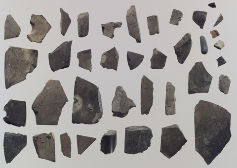 Collected Broken Stone Fragments