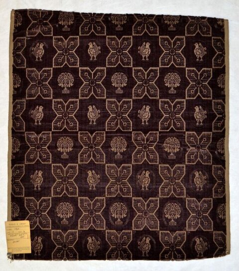 Vintage Bird Pattern Woven Textile Sample
