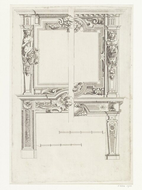 Ornate Fireplace Design Engraving