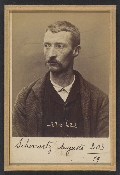 Vintage Mugshot of Auguste Schvartz