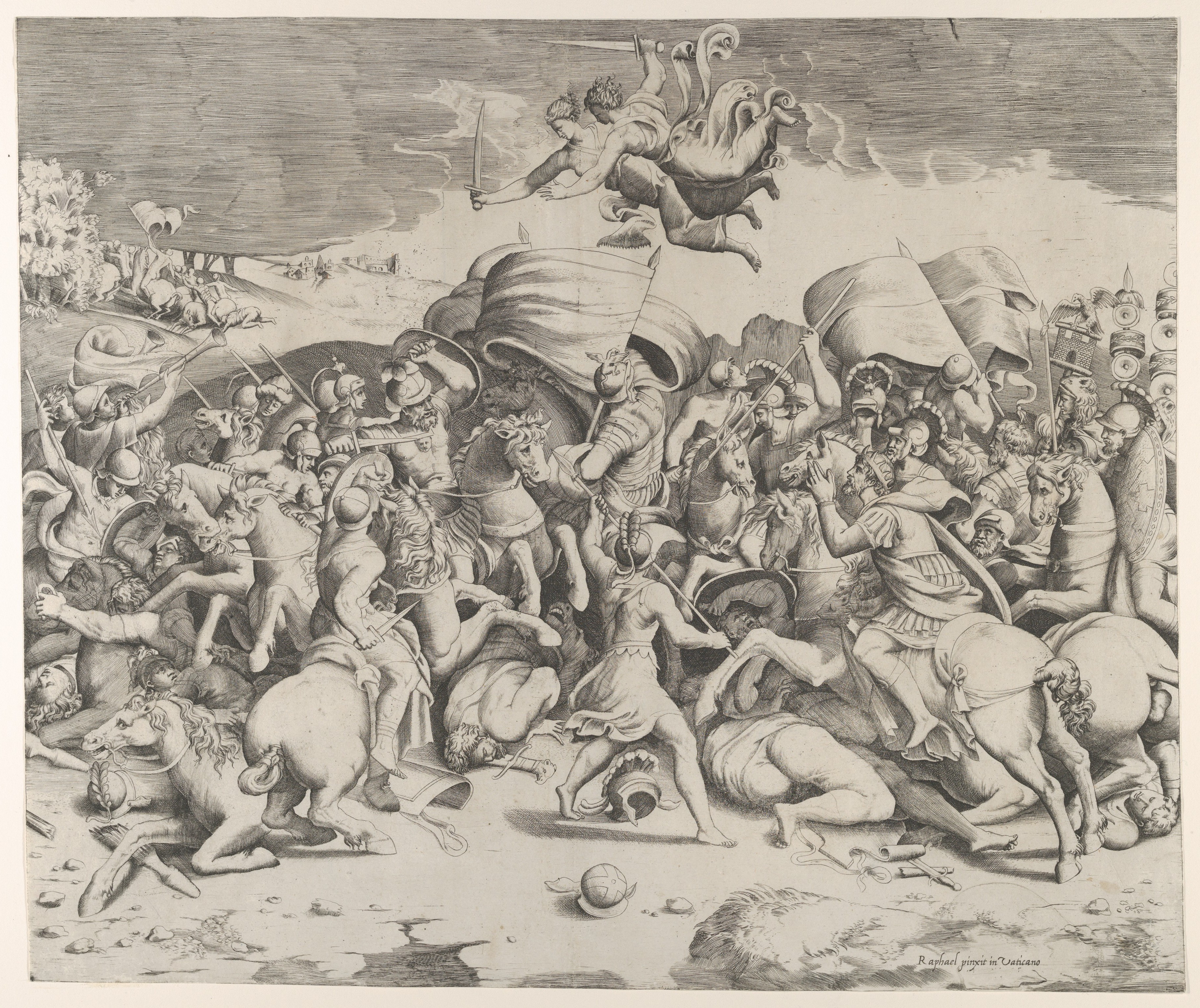 Battle Scene Engraving after Raphael
