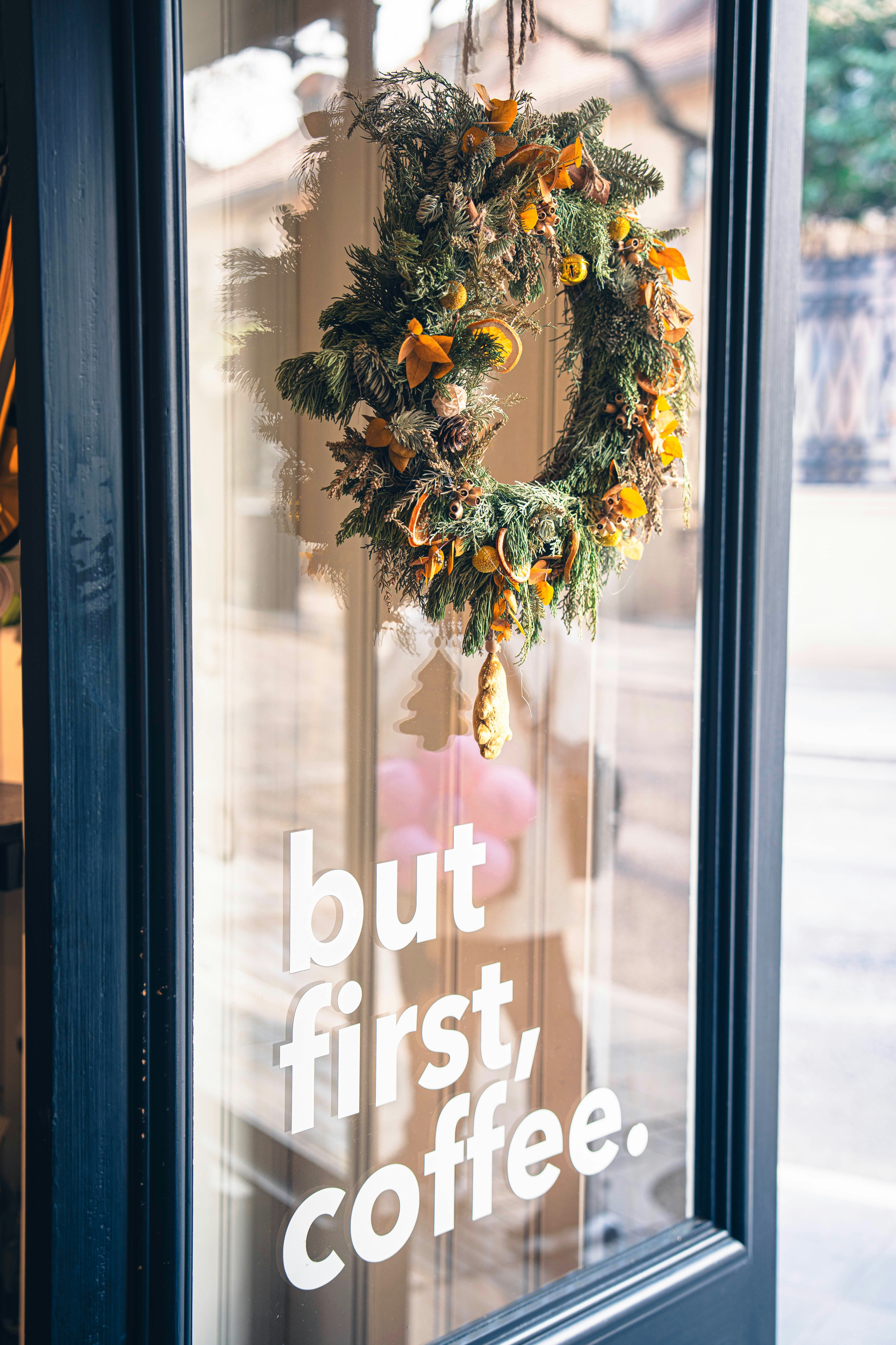 Autumn Wreath on Coffee Shop Door