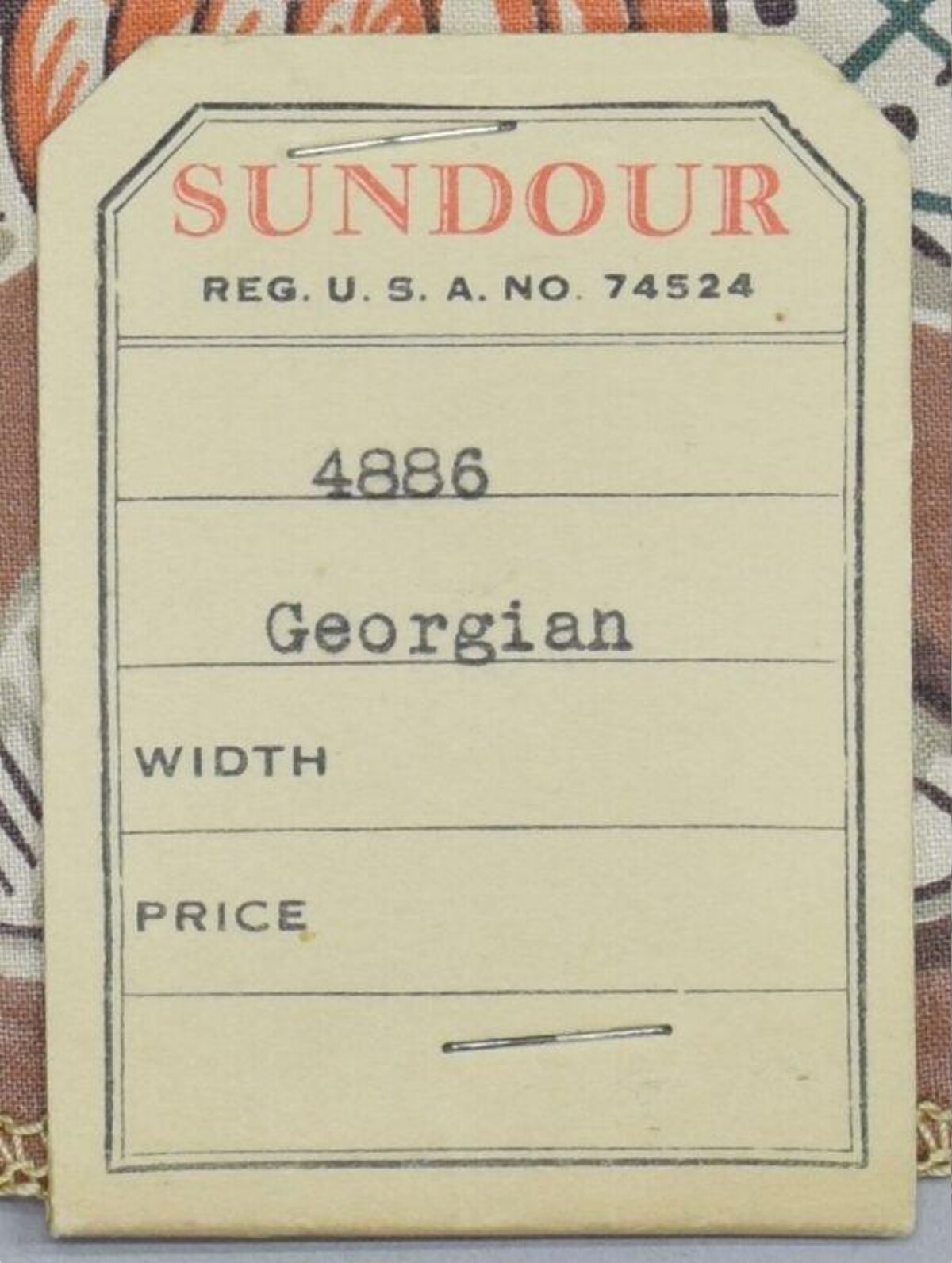 Vintage Sundour Fabric Product Tag