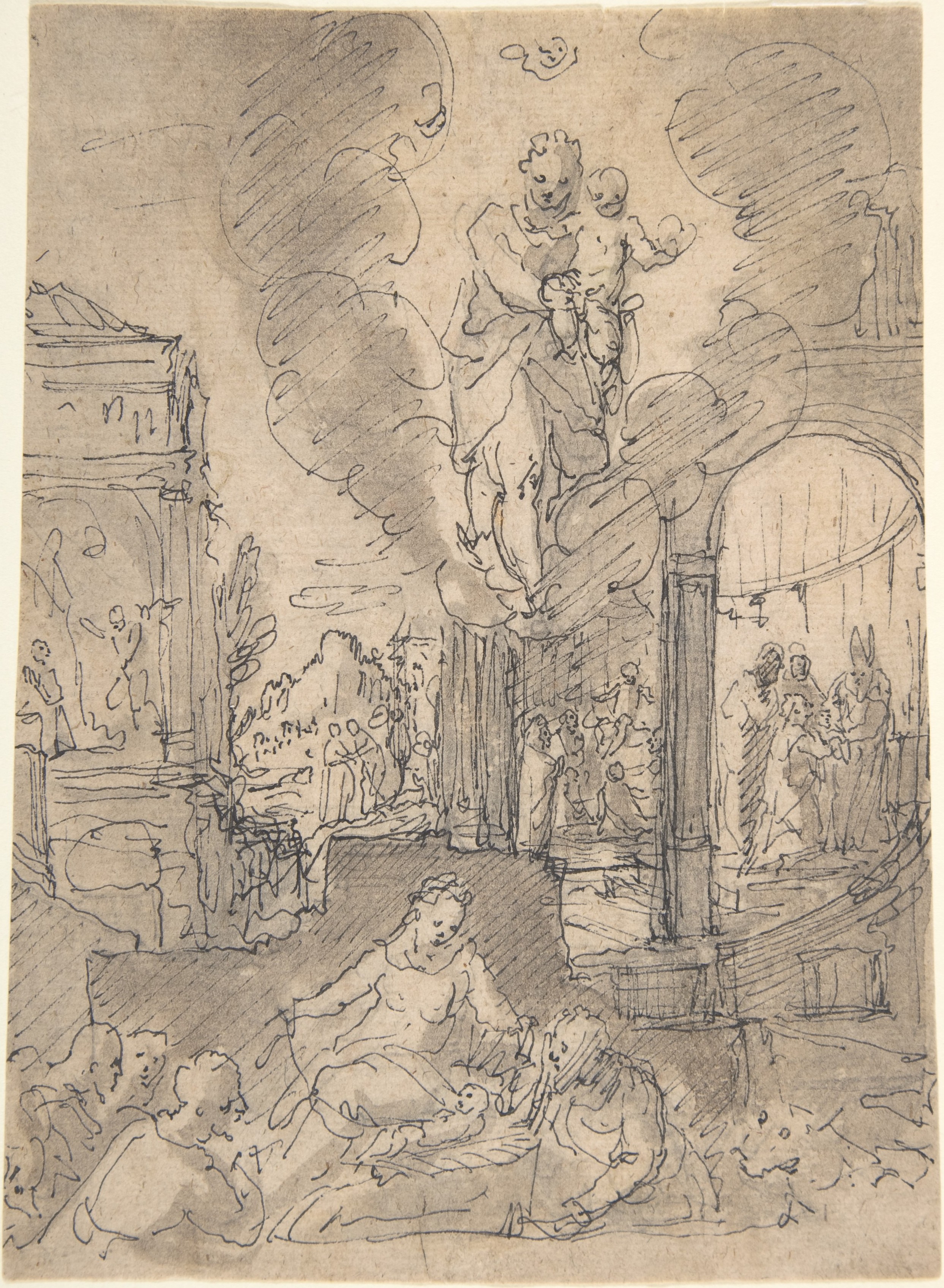 Religious Scene Pen and Ink Sketch