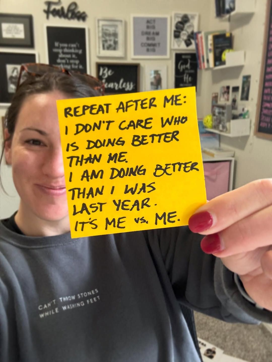 Woman Holding Motivational Affirmation Note