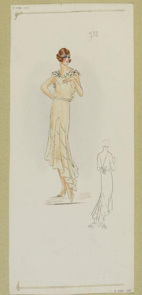 Vintage Evening Gown Fashion Sketch