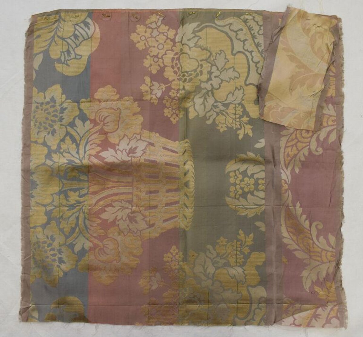 Antique Floral Patterned Silk Fabric Sample