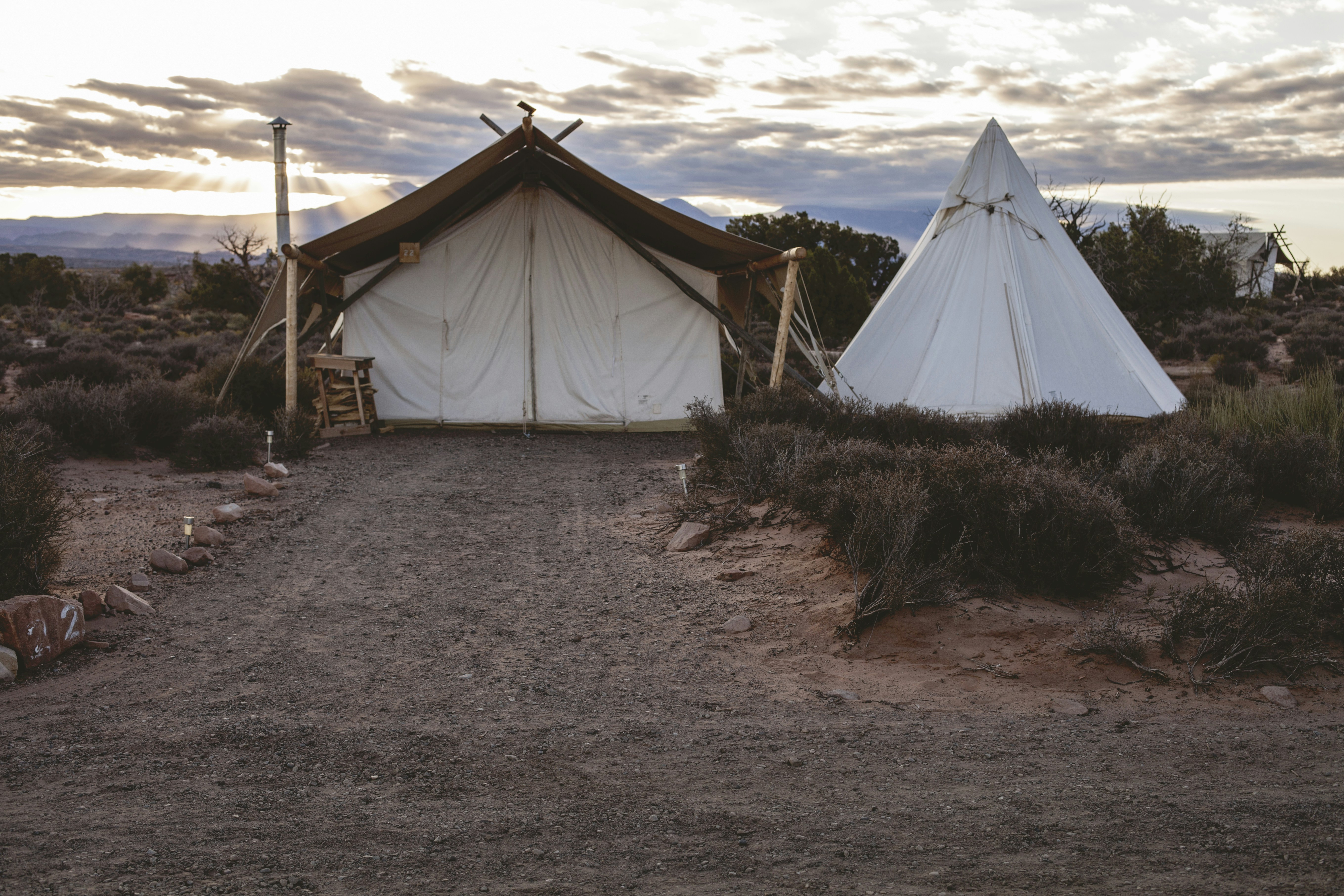 Glamping Tents In Desert Wilderness