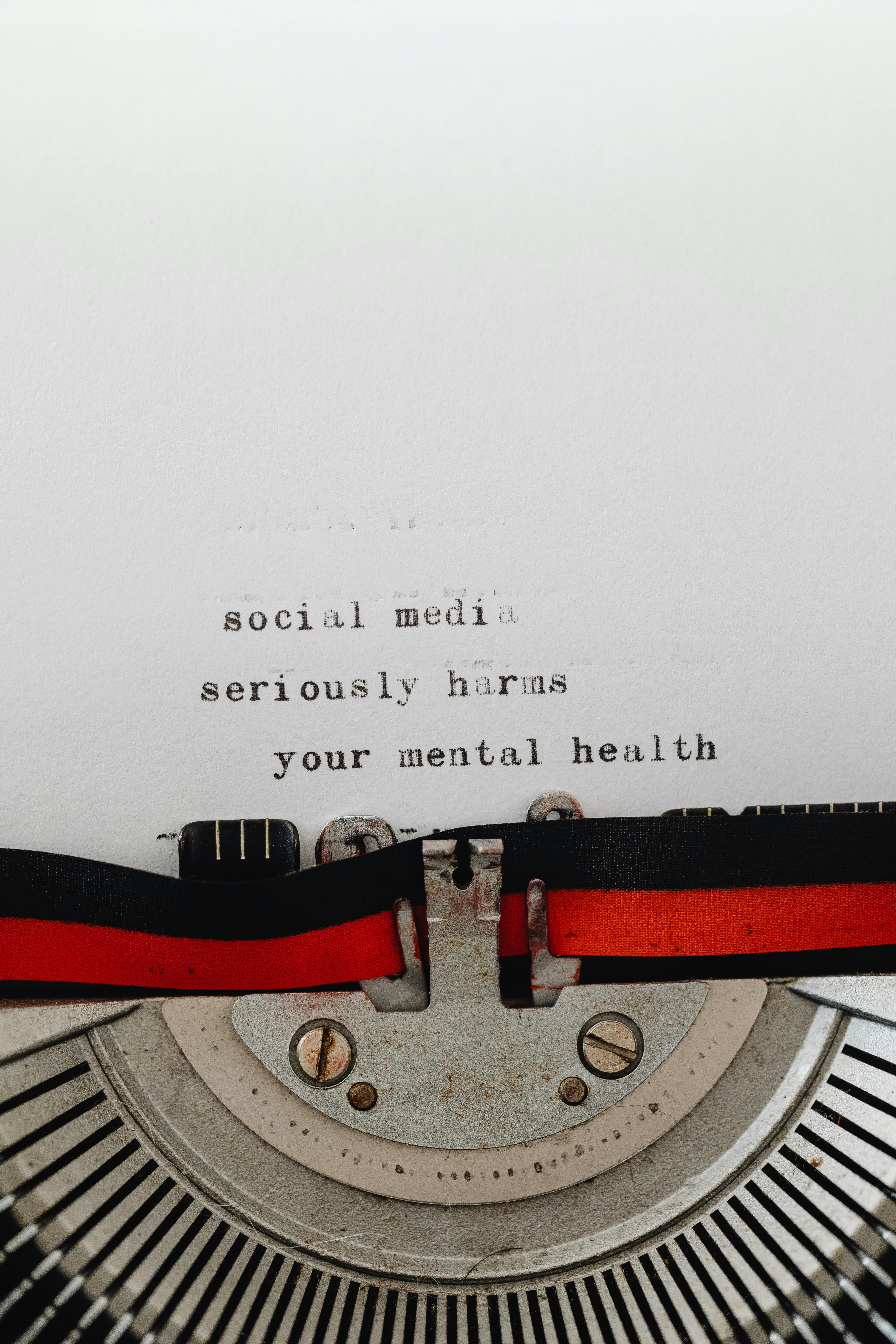 Typewritten Social Media Mental Health Warning