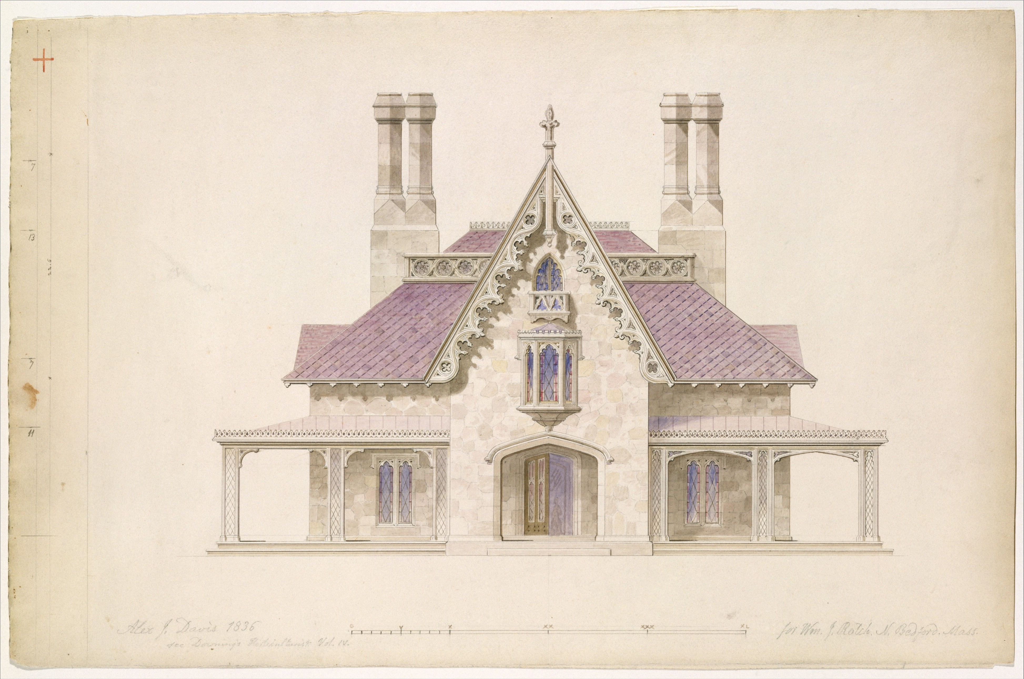 1836 Gothic Cottage Architectural Drawing