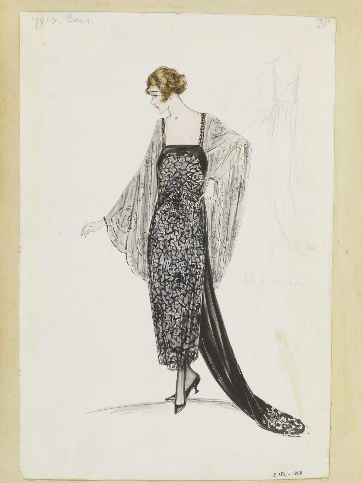 1920s Evening Gown Fashion Sketch