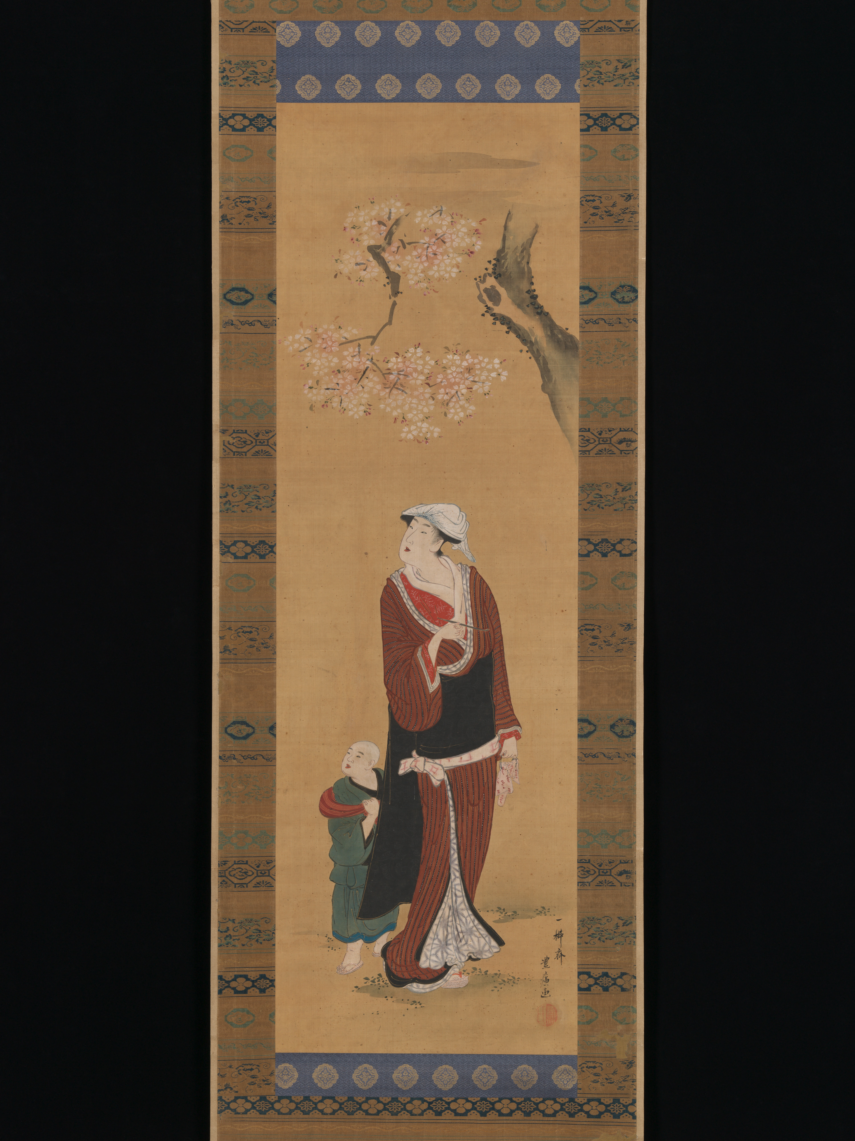 Cherry Blossom Figure Scroll Painting