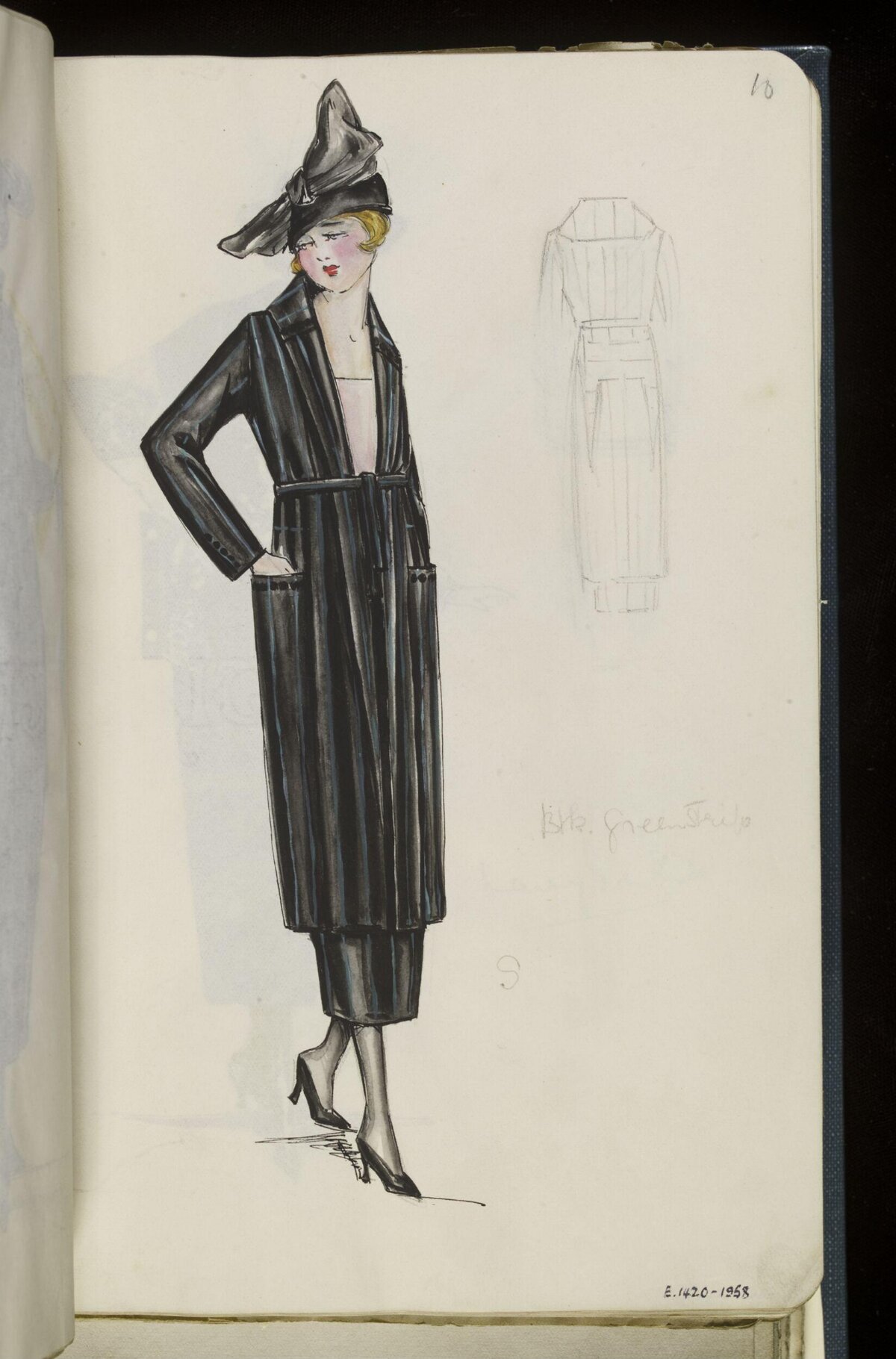 1920s Women's Coat Fashion Sketch