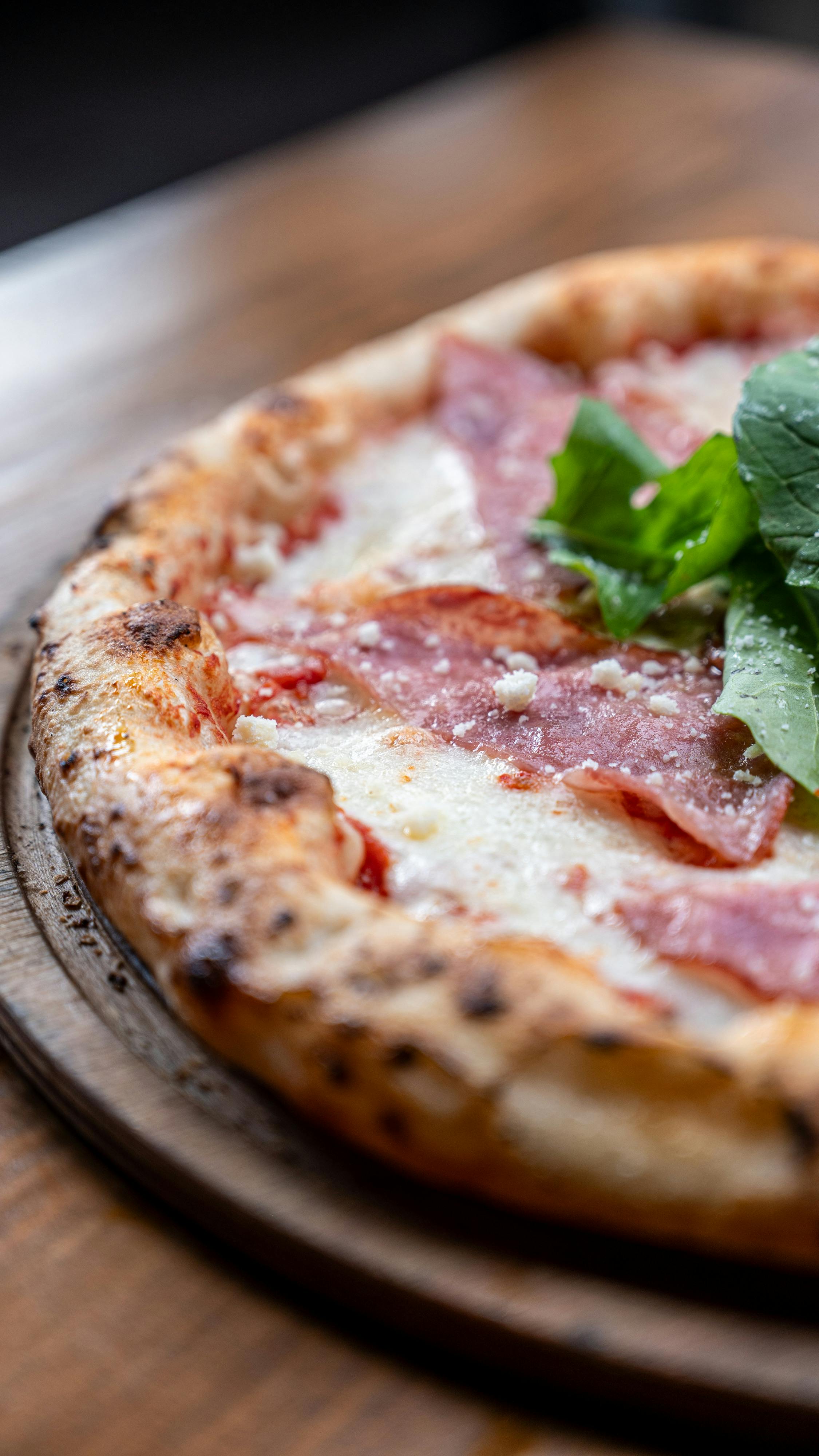 Close-up of Cured Meat Pizza
