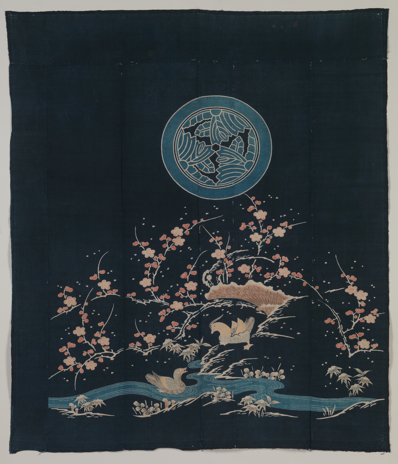 Plum and Ducks Pattern Japanese Textile