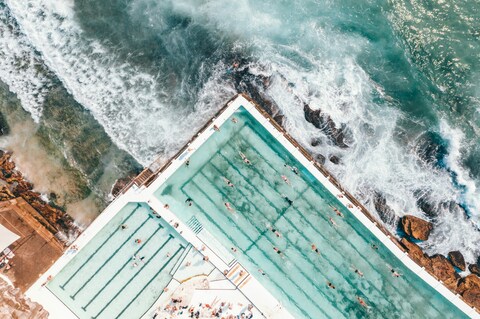Aerial View of Coastal Ocean Pool