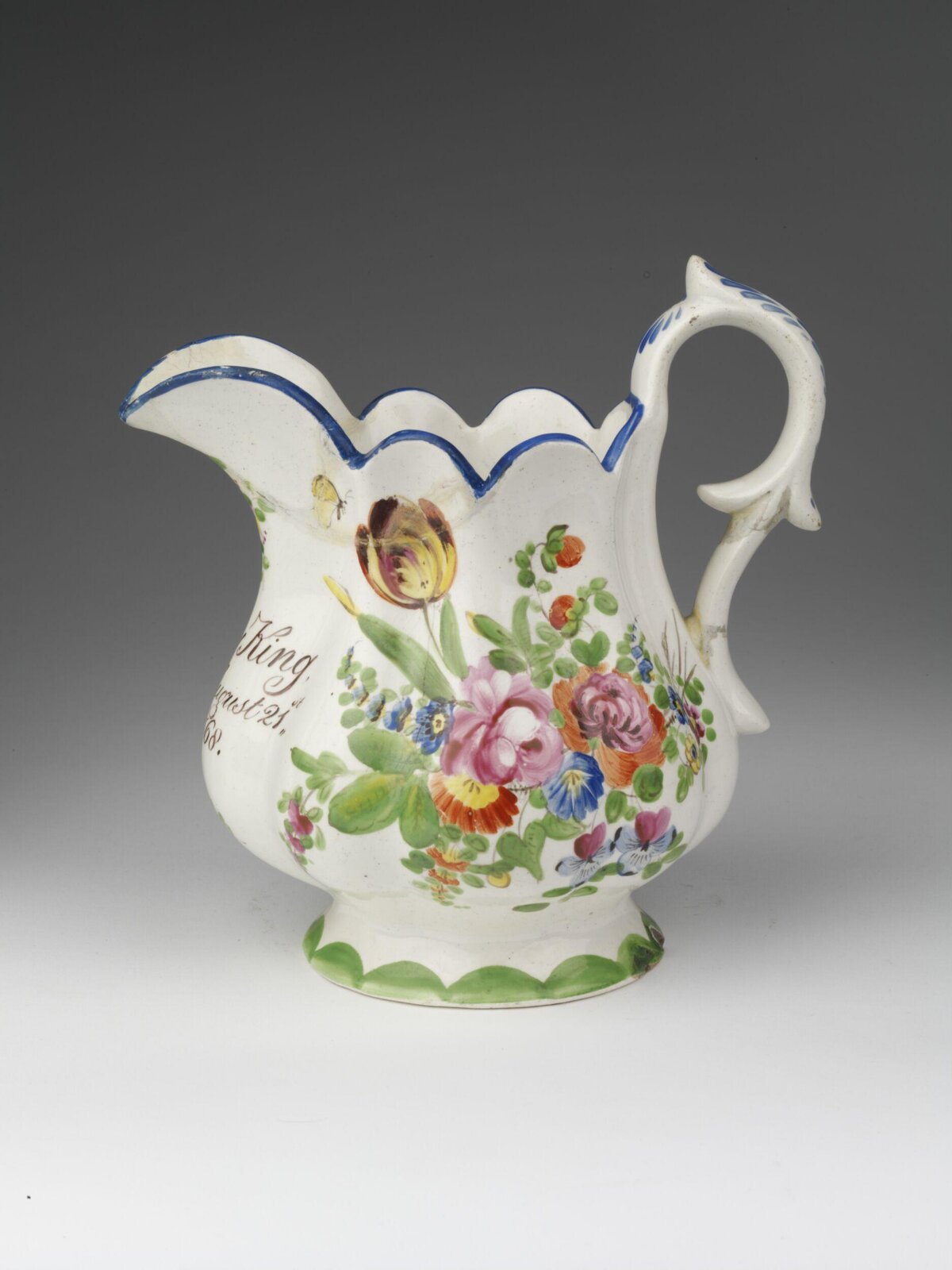 Hand-painted Floral Ceramic Pitcher