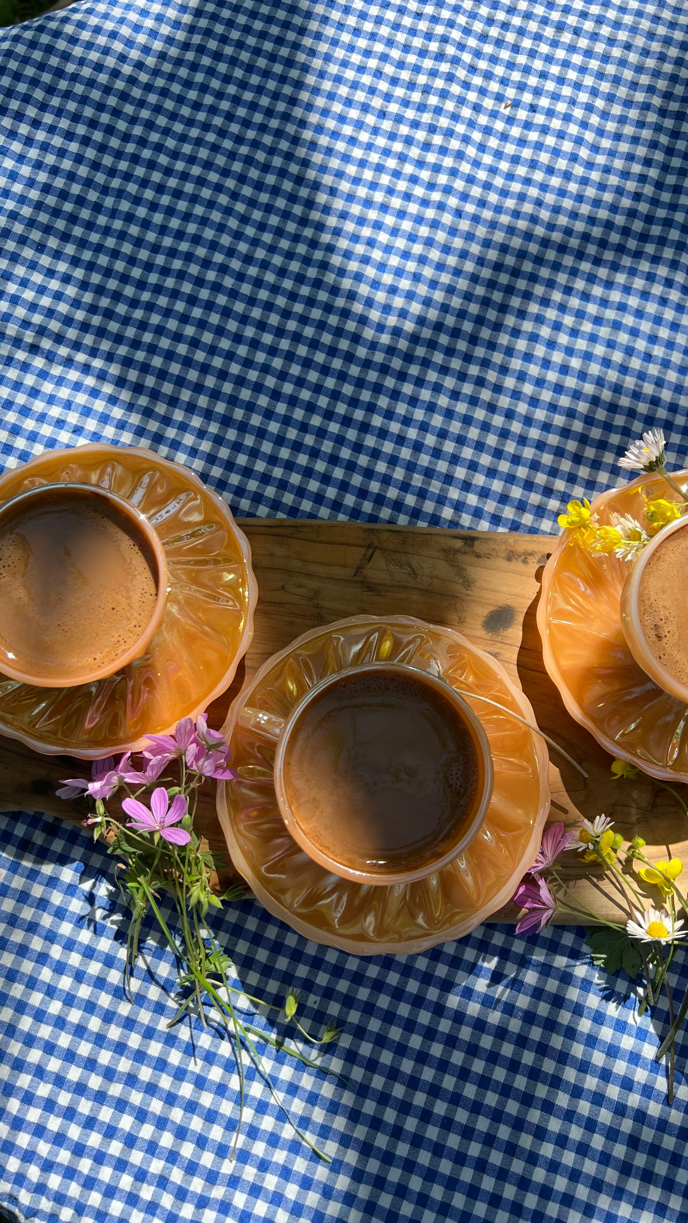 Outdoor Picnic Coffee with Wildflowers