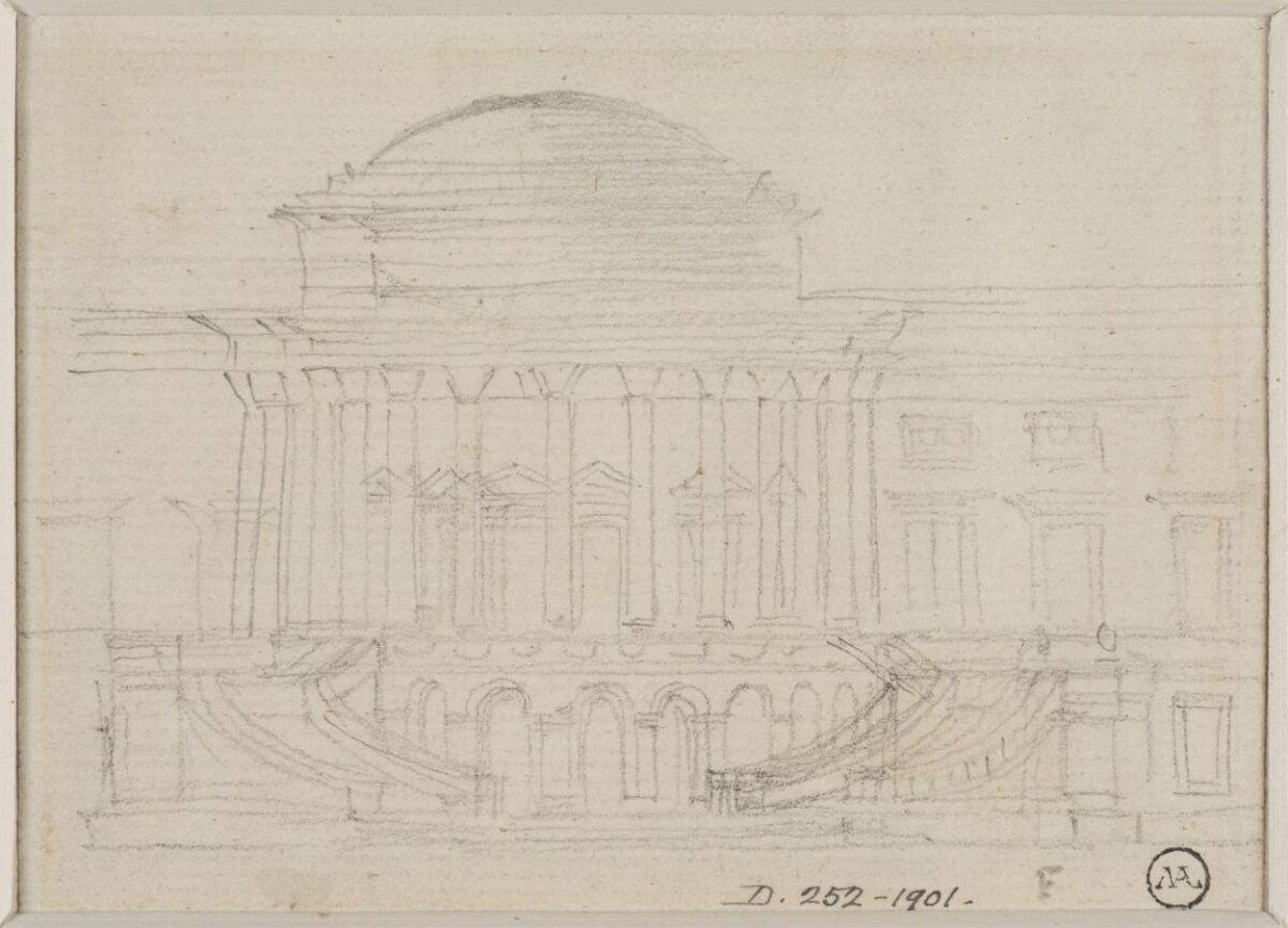 Pencil Sketch of Domed Classical Building