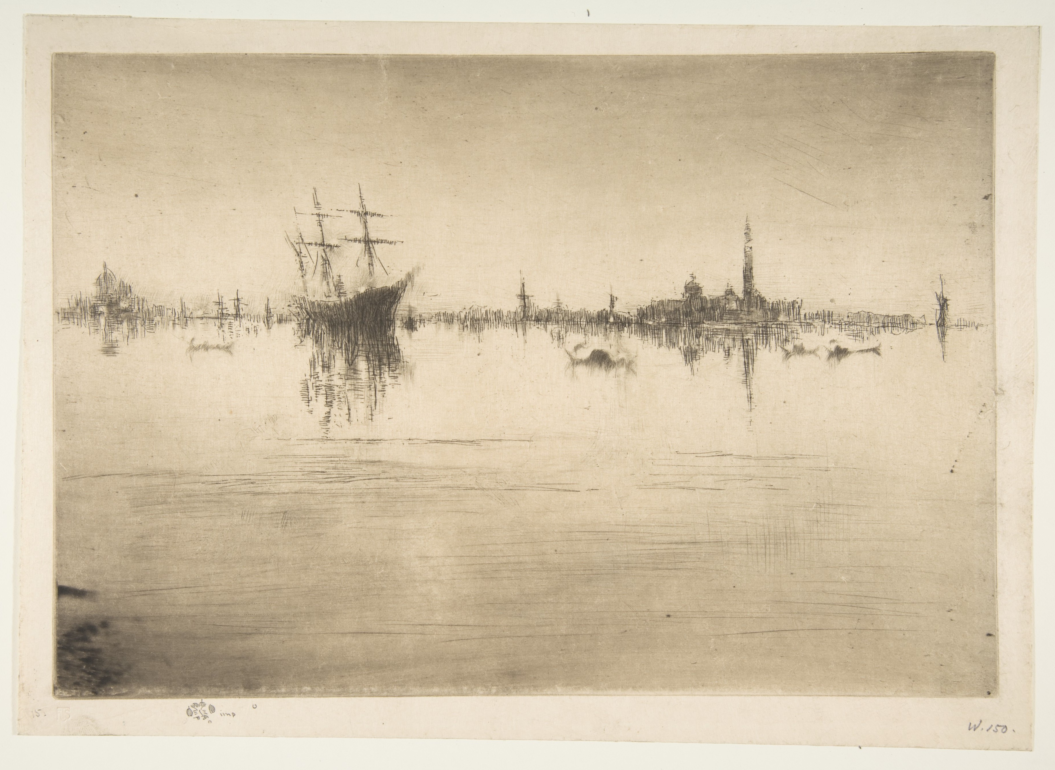 Calm Harbor Seascape Etching
