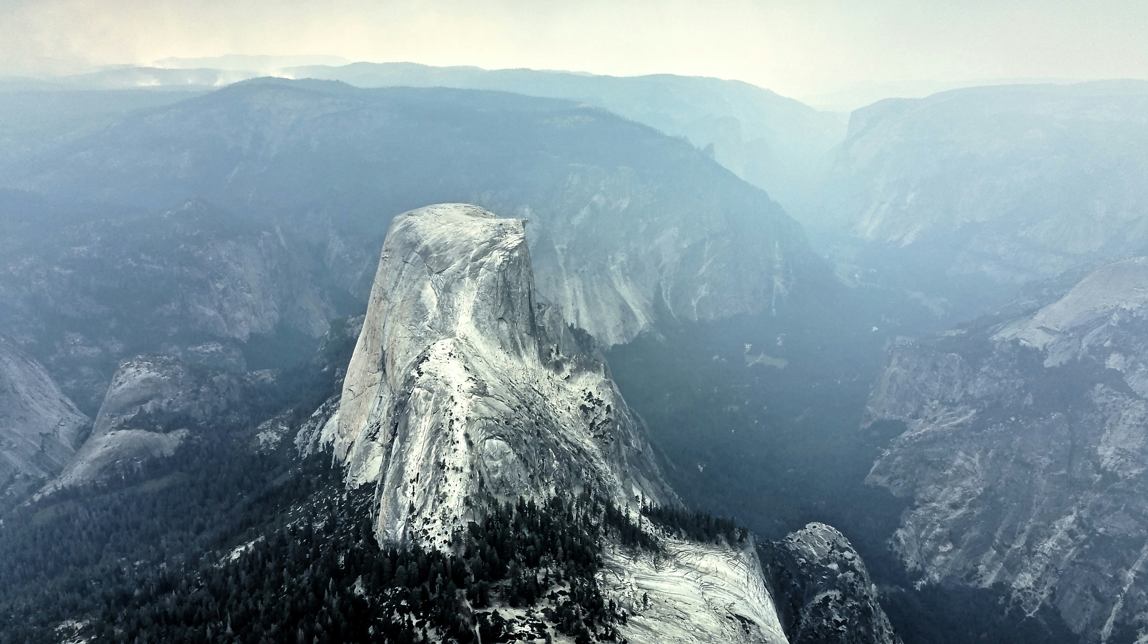 Hazy Half Dome Mountain Landscape