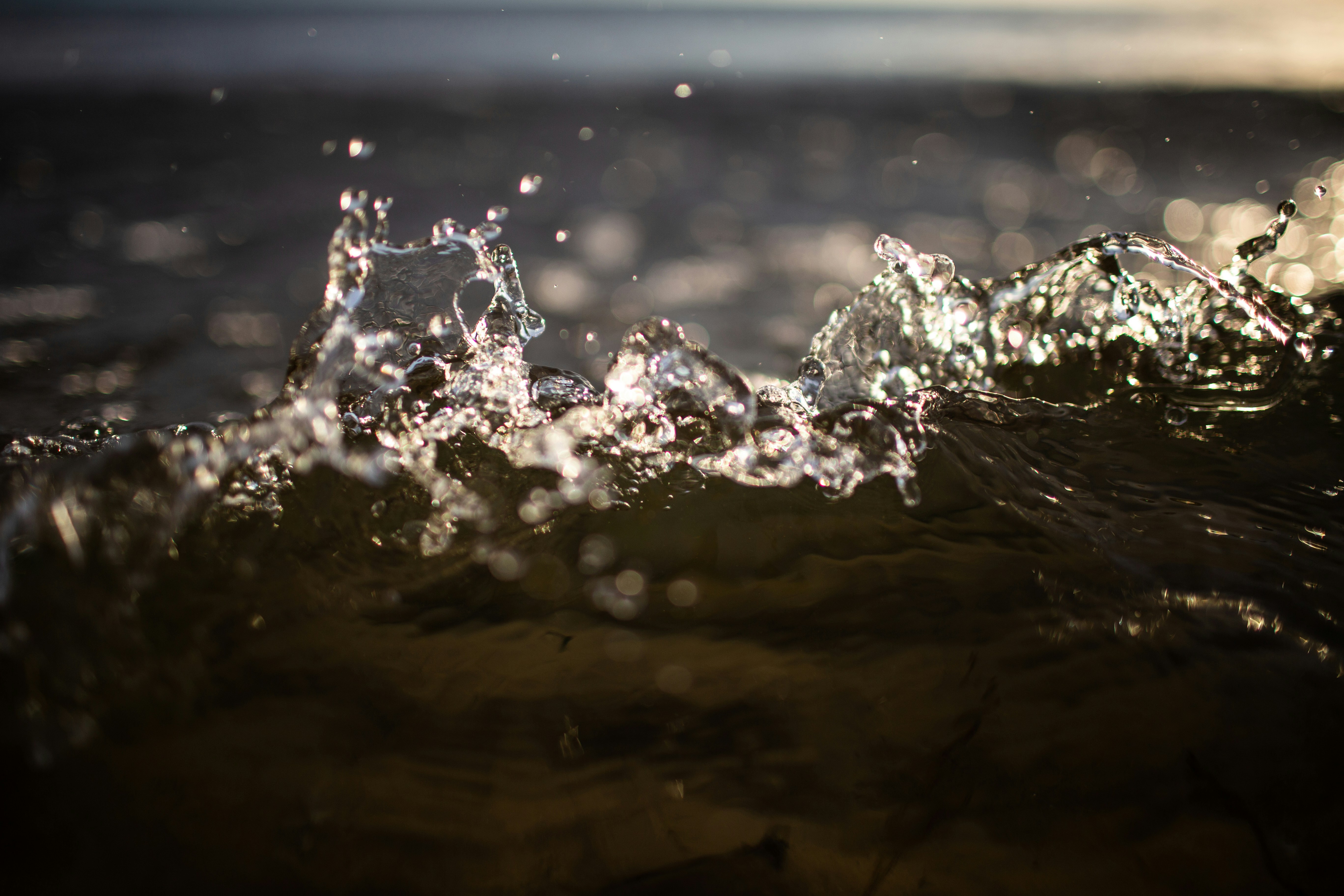 Sunlit Splashing Water Wave