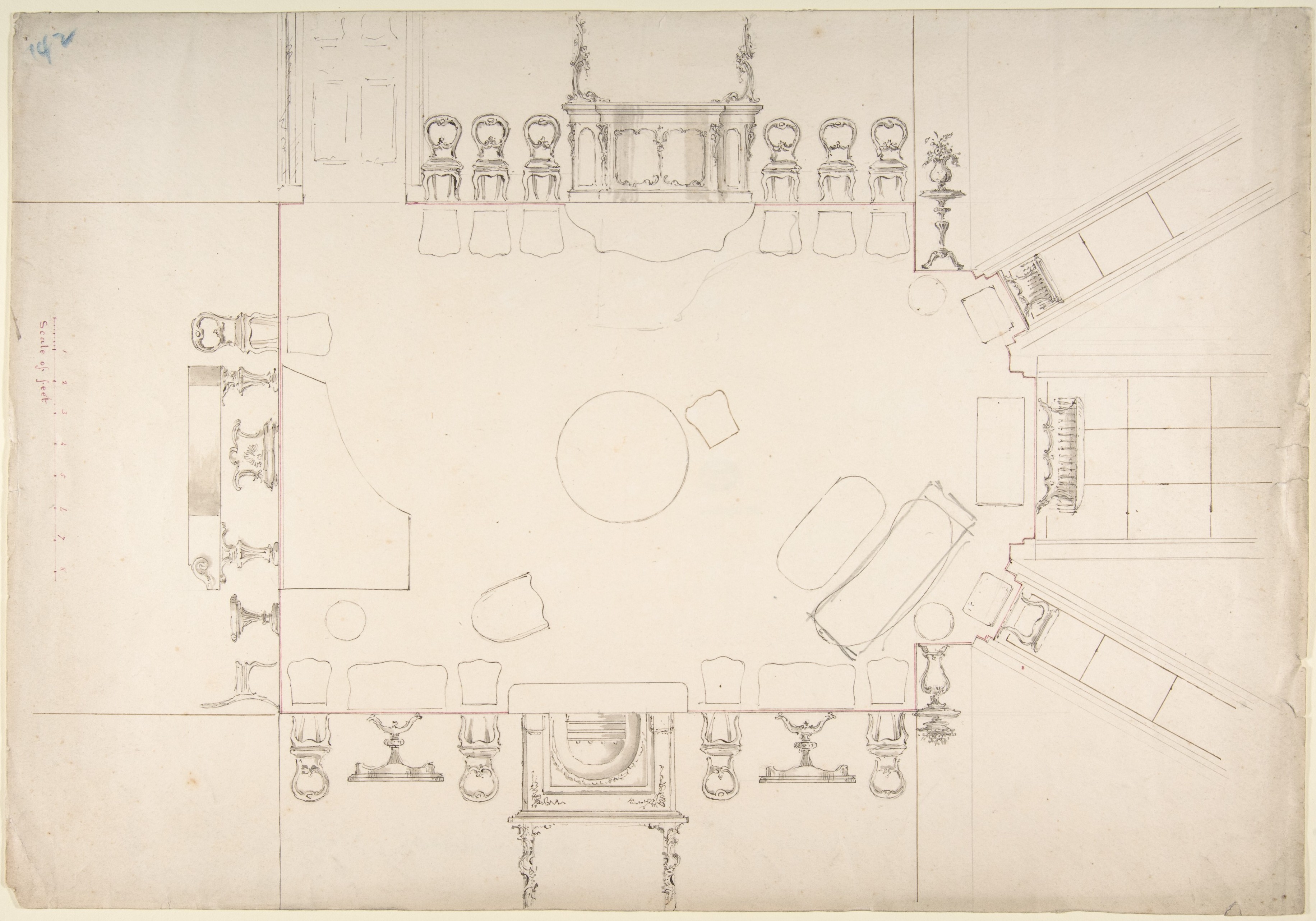 Dining Room Furniture Layout Sketch
