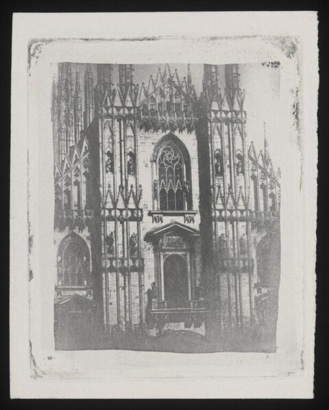 Gothic Cathedral Facade Etching