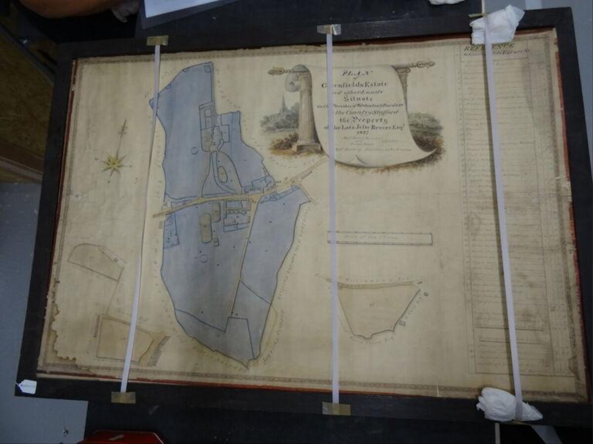 Framed Antique Hand-drawn Estate Map