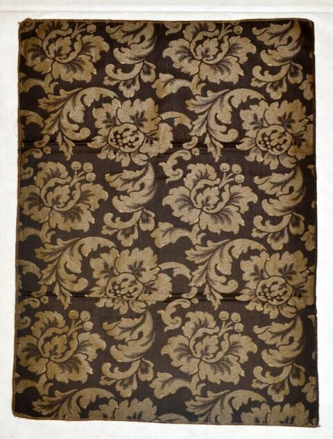 Dark Brown Damask Patterned Fabric