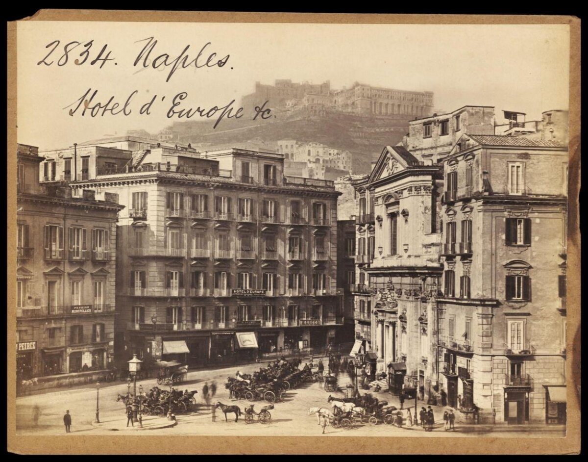 Naples Hotel d'Europe 19th C Street Scene